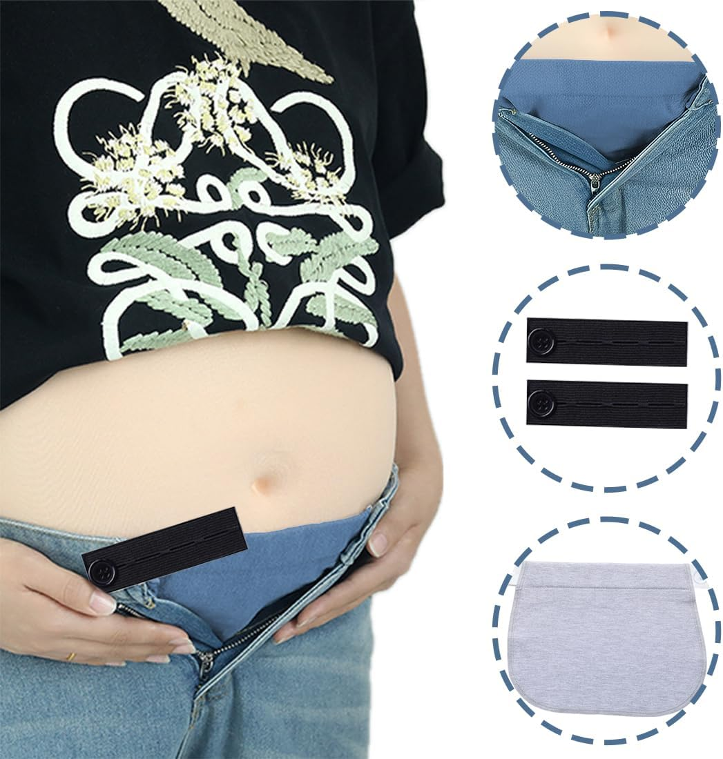 Pack of 6 Elastic Waistband Extenders Button Extension for Pregnancy, Jeans, Skirts, Trousers, Maternity Trousers image number 5
