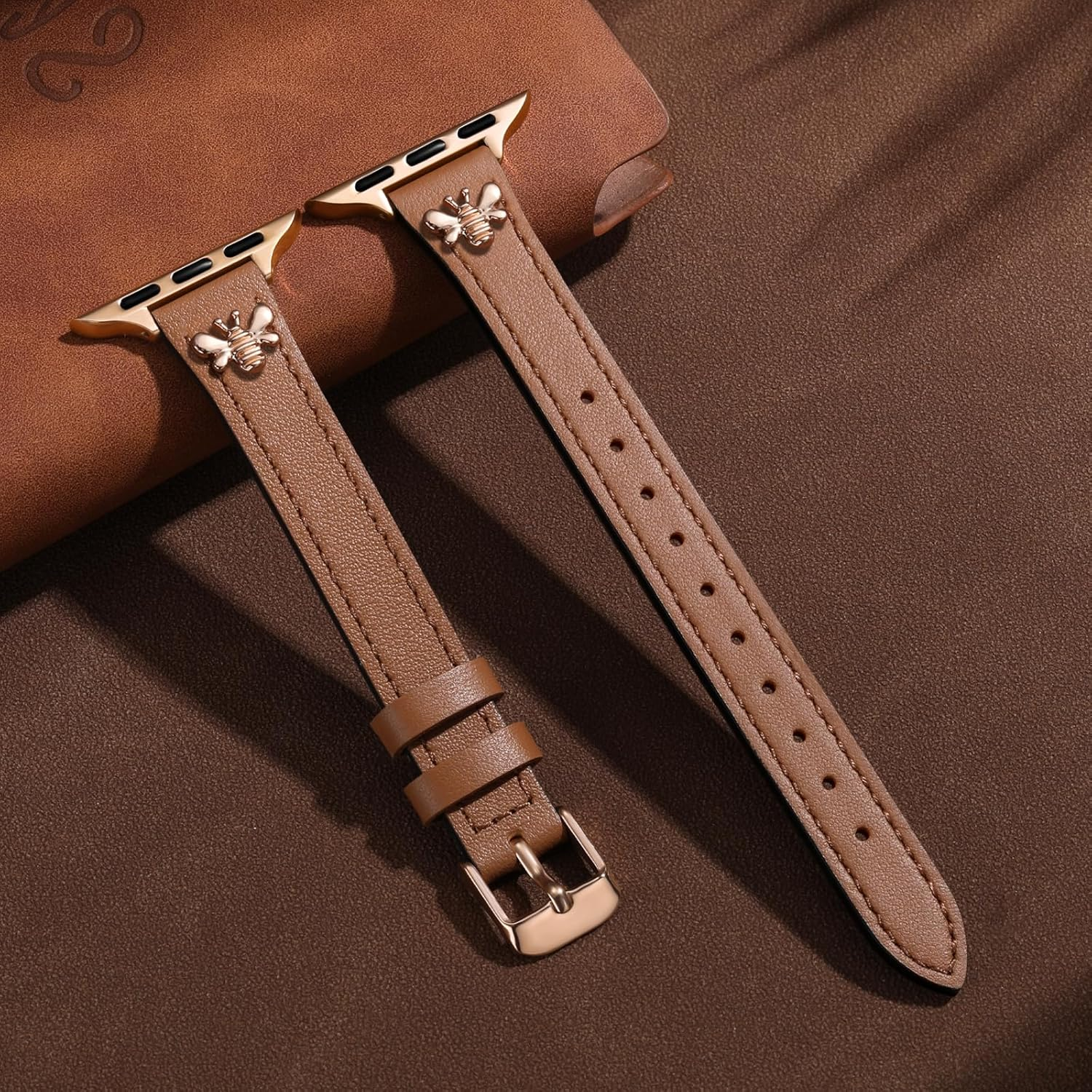 Getino Slim Band Compatible with Apple Watch Bands for Women 38Mm 40Mm 41Mm 44Mm 45Mm 46Mm 49Mm 42Mm, Soft Top Grain Genuine Leather Replacement Strap for Iwatch Series 10 9 8 7 6 5 4 3 2 1 SE Ultra image number 3