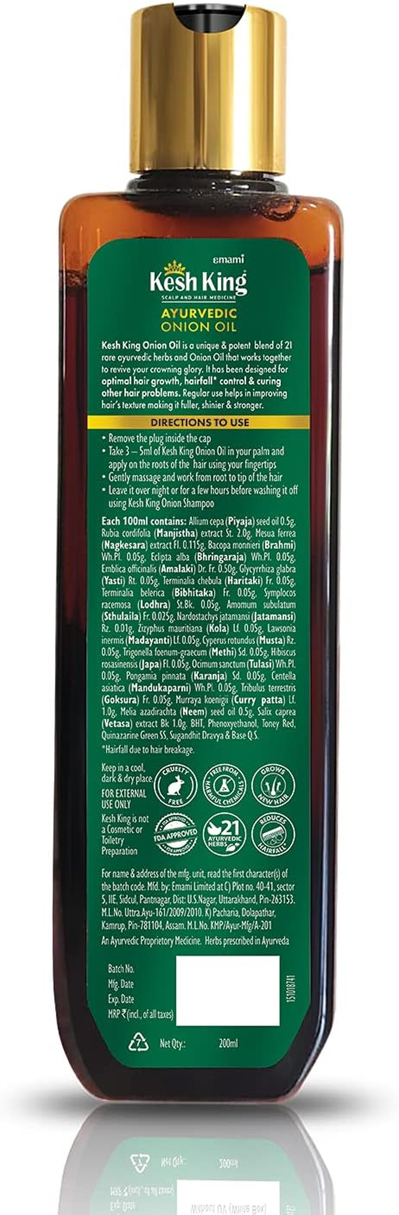 Kesh King Ayurvedic Onion Oil Non Sticky anti Hair Fall Hair Growth Oil 200Ml image number 2