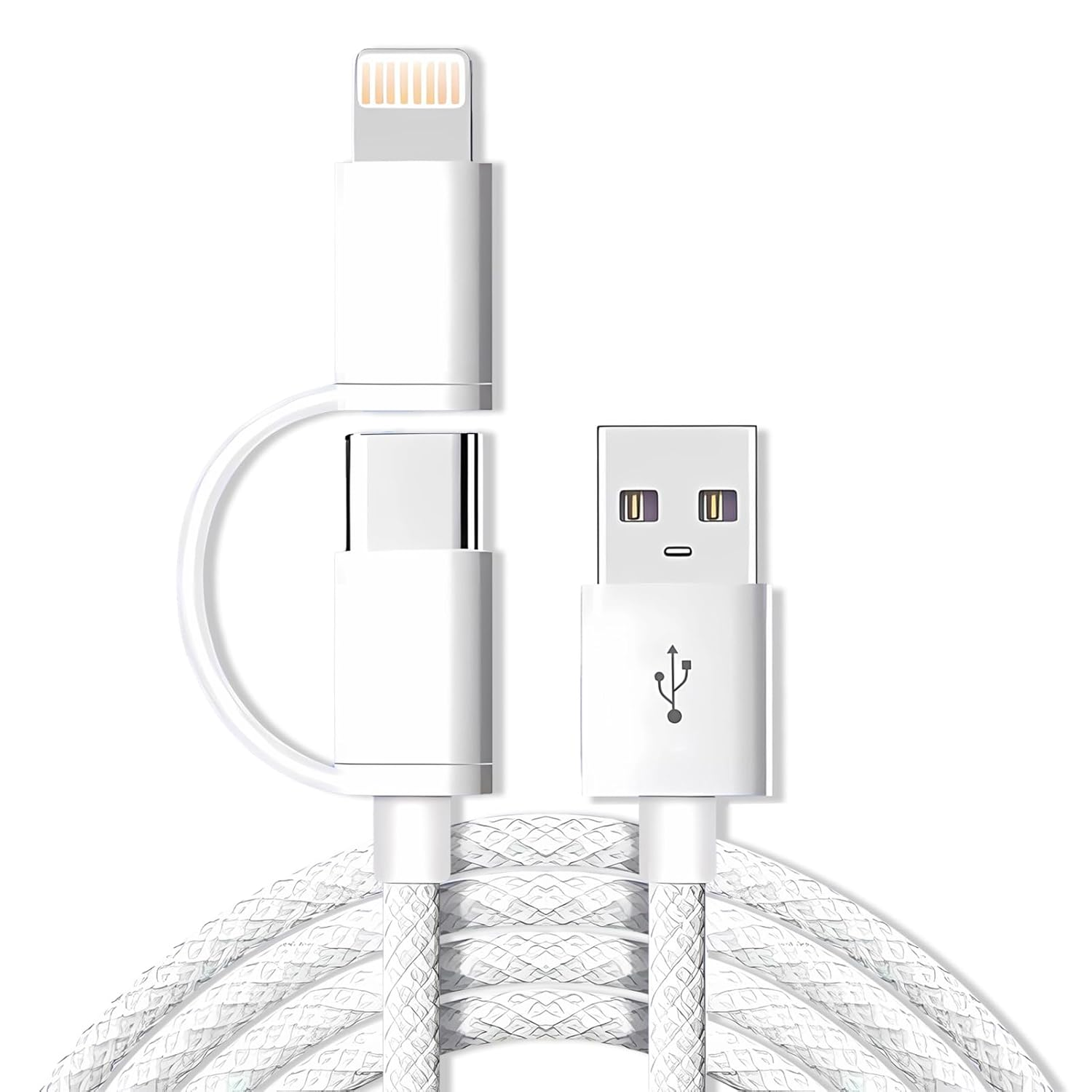 AMITOME 2 in 1 USB a to IP and USB C Car Cable 1M,60W Braided Fast Charging Cord Power Delivery for Iphone Charging Cord Compatible with Iphone 16 15 14 13 12 11 Pro Max Mini XS XR image number 4