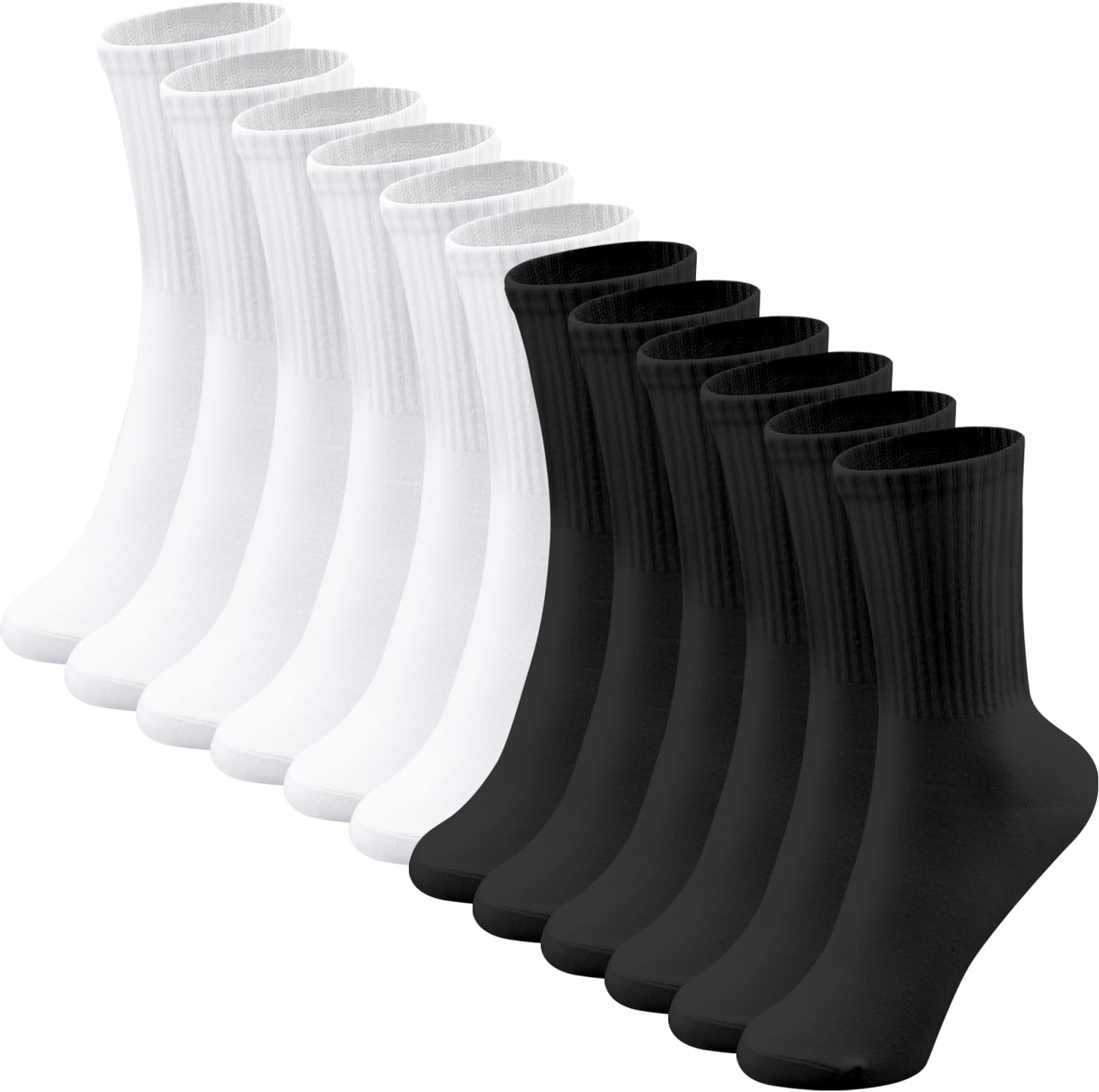 3-6 Pack White Crew Socks Women,Casual Athletic Aesthetic Socks Combed Cotton Socks for Women Granola Girls Clothes,H HOME-MART Womens Crew Lightweight Thin Casual Calf White Socks