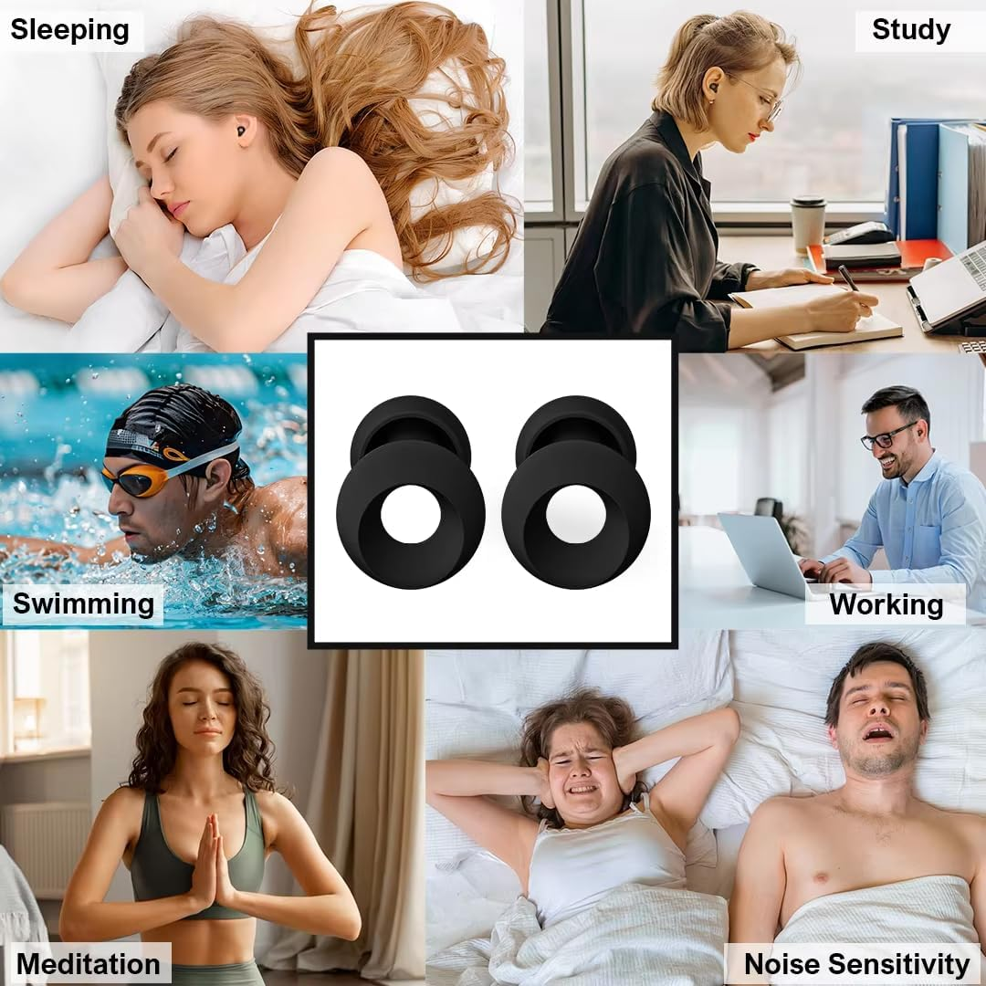 Ear Plugs - Flexible Silicone for Superior Hearing Protection, Ultra-Soft Reusable Noise-Reducing Earplugs for Sleep, Focus, Travel | Custom Fit with 8 Tips in XS/S/M/L | SNR 21Db image number 4