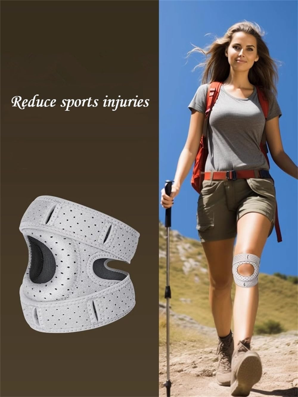 Knee Brace for Men, Brace & Elastic Knee Pads,Adjustable Leg Support, Adjustable Neoprene Knee Brace with Open-Patella Stabiliser Ring for Arthritic Pain Relief, Sports Injury Recovery, Protection Reinjury, Workout QFFAFAR image number 2