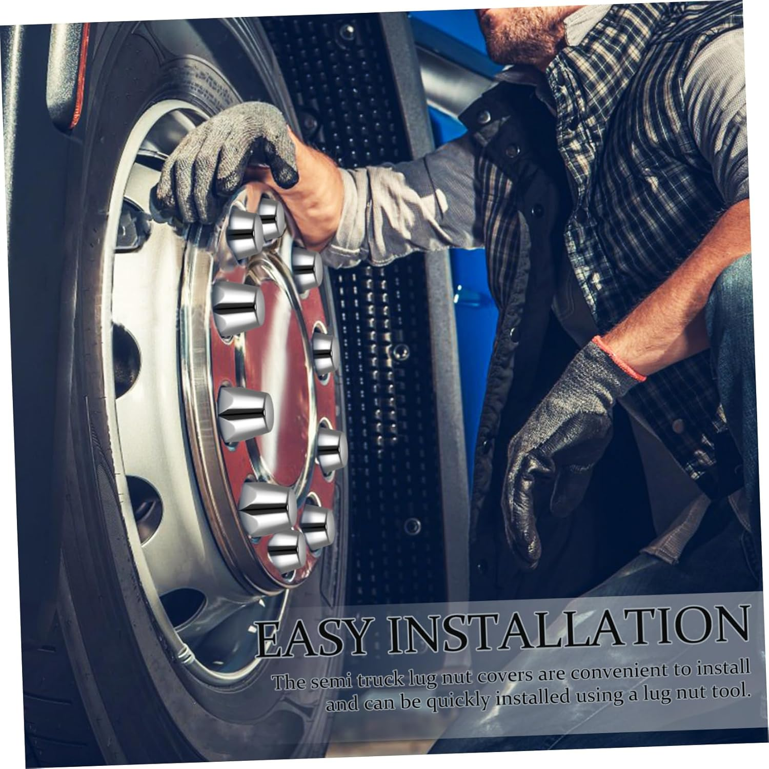 CHILDWEET 20Pcs Spline Lug Nut Covers for Semi Trucks Car Wheel Nut Covers Chrome Trailer Lug image number 5