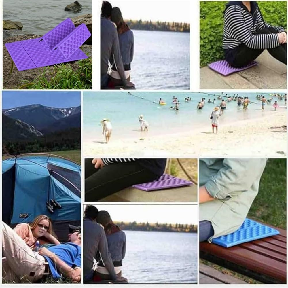 Jindizi 2Pc Foam Seat Pad Folding Hiking Sit Pad,Mini Waterproof Folding Mat Foam Sitting,Camping Mat Sitting Foldable Sit Pad for Outdoor Purple+Blue image number 3
