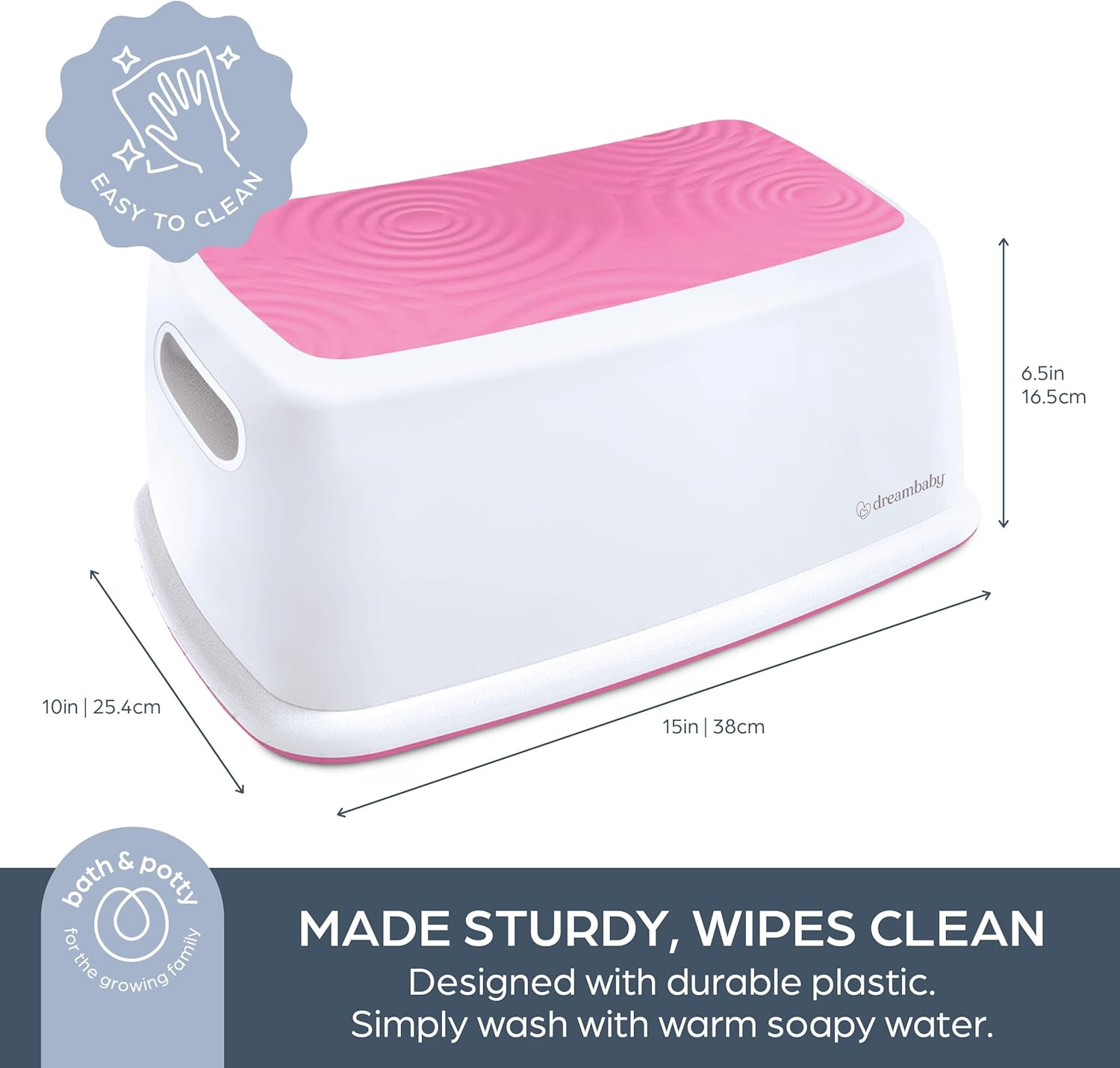 Dreambaby Toddler Step Stool, Plastic or Rubber, Pink, 26 X 38 X 16.5Cm