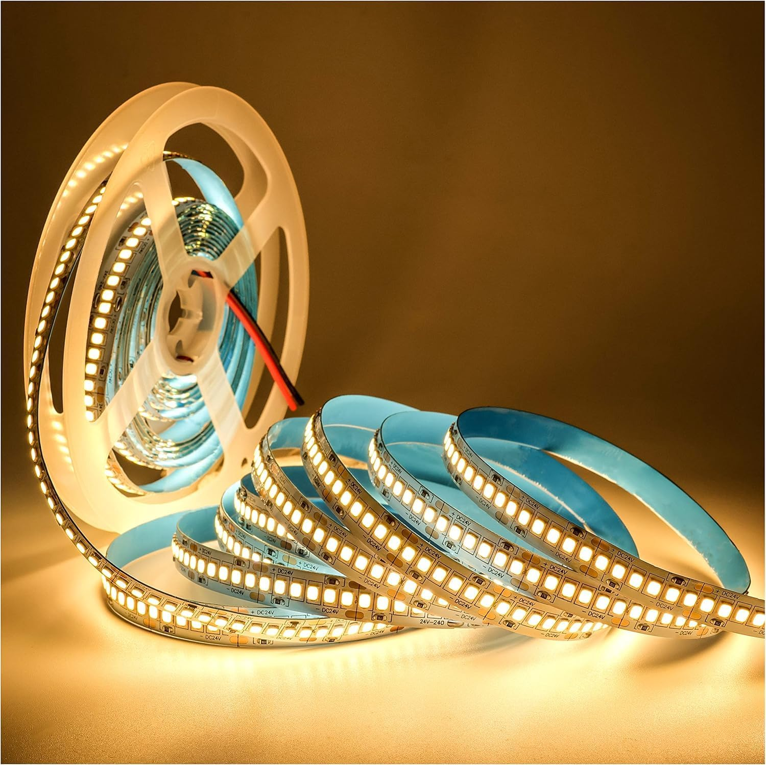 Tyun 24 V LED Strip Light, 1200 Leds, Natural White, 4000 K, 5 Metre Strip, Flexible Strip Light, SMD 2835 IP20 Strip Light for Garden, Bedroom, Kitchen Decoration