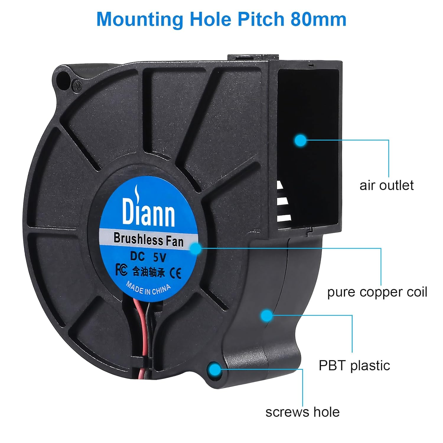 DIANN 2Pcs 5015 Brushless Cooling Fan DC 5V 3D Printer Fan 50X15Mm USB Fan for Reprap I3 CR-10 and Other Small Appliances Repair Replacement image number 1