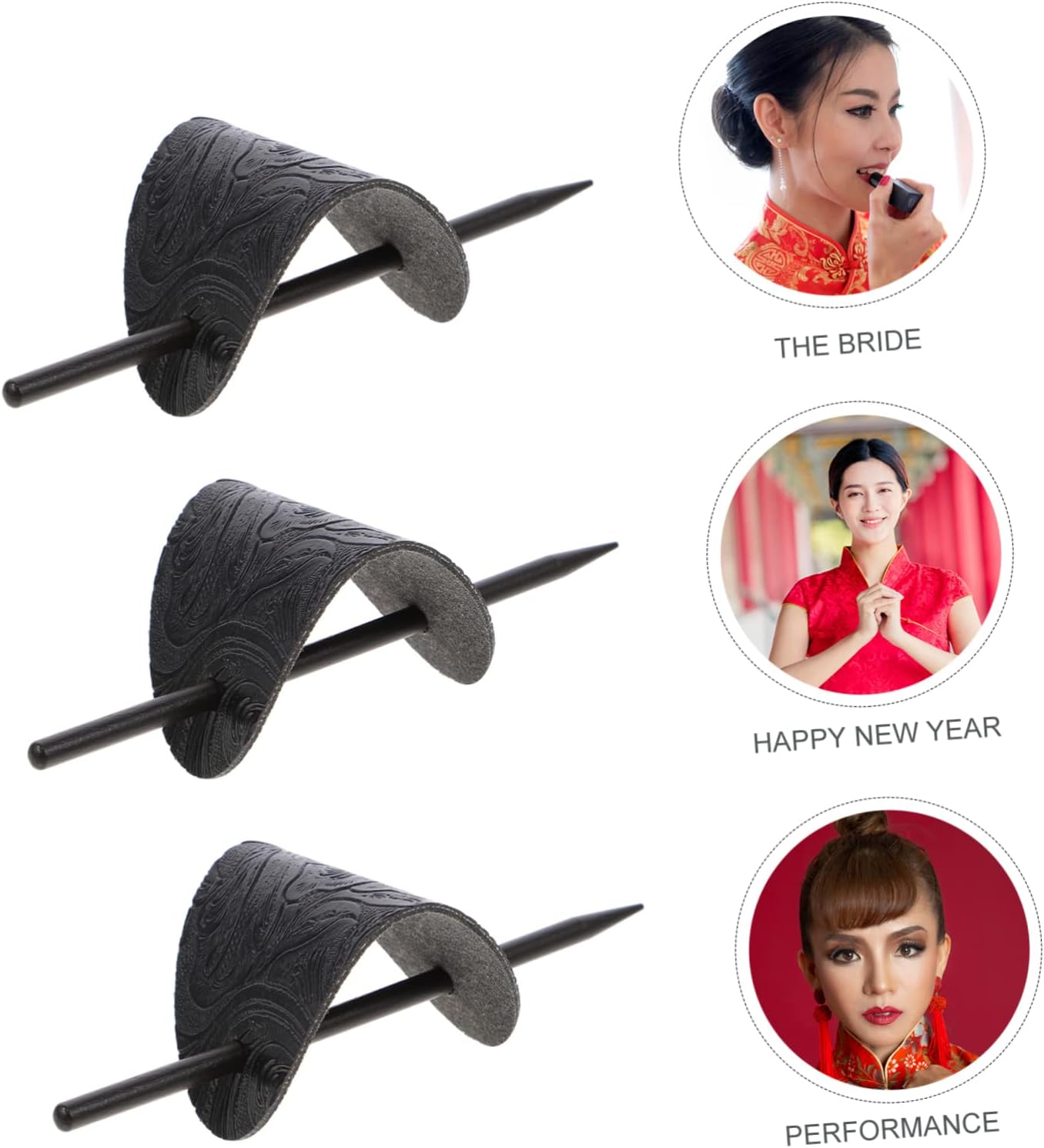 Beaupretty Leather Hair Pin with Stick Viking Hair Clips Metal Celtic Hair Stick Hair Clip with Rod Holder Clip European and American Miss Wood Pack of 3 image number 5