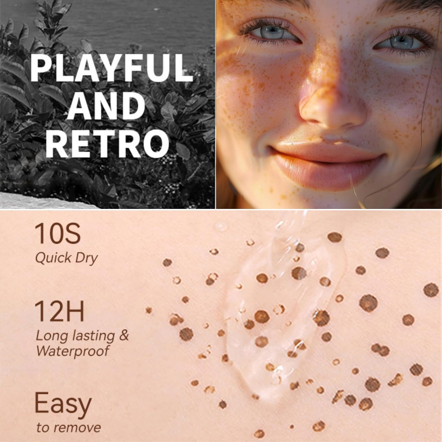 Upgrade Faux Freckle Stamp Pen &ndash; Waterproof Fake Freckles Makeup Tool, Natural-Looking Freckle Maker & Spray with Multi-Prong Precision Stamp Head, Long-Lasting Sunkissed Makeup (2# MEDIUM, All Skin)