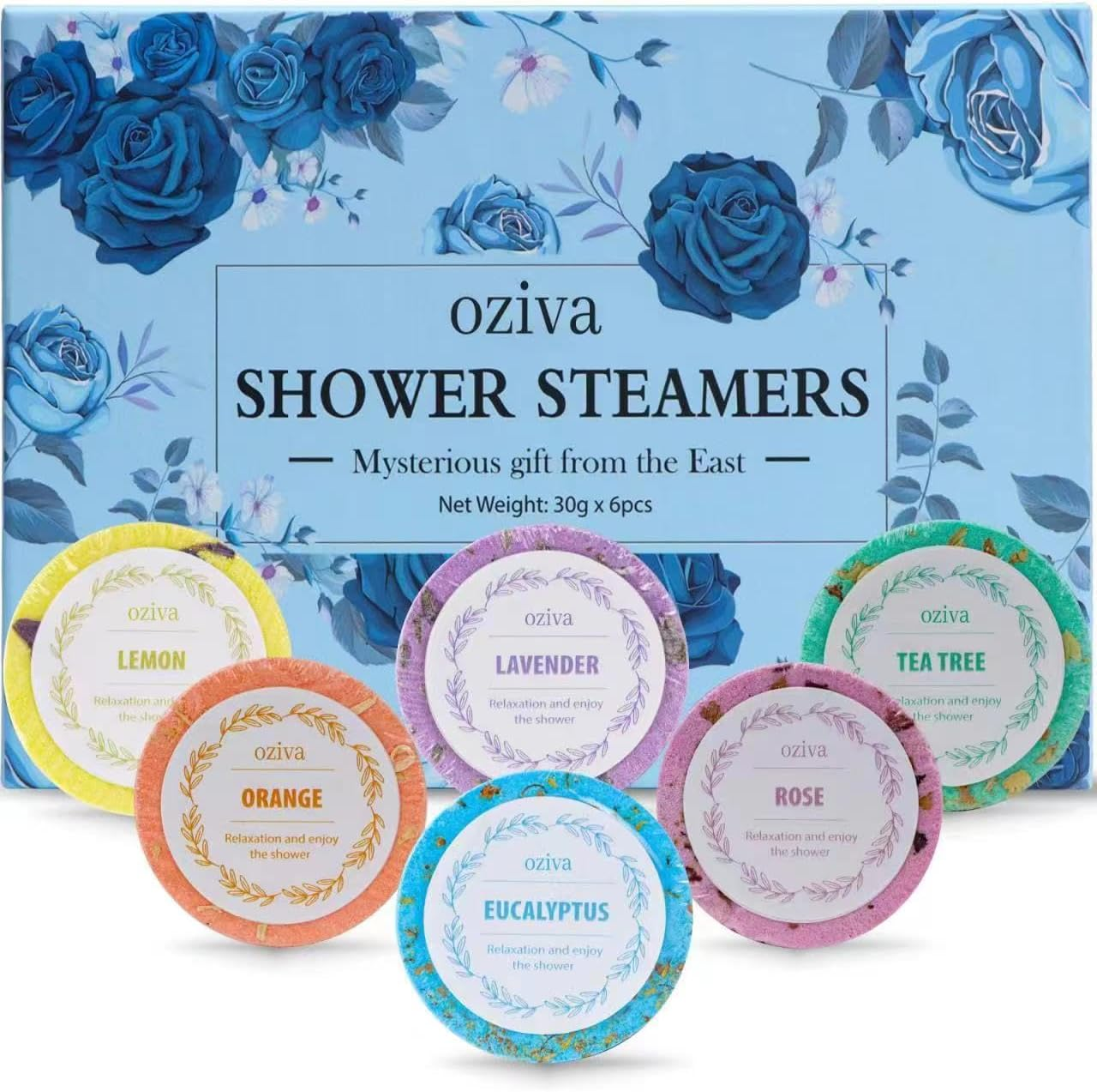 Oziva Aromatherapy Shower Steamers - Nighttime Shower Tablets, Shower Bombs - Stocking Stuffers for Women - Self Care and Relaxation Stress Relief image number 1