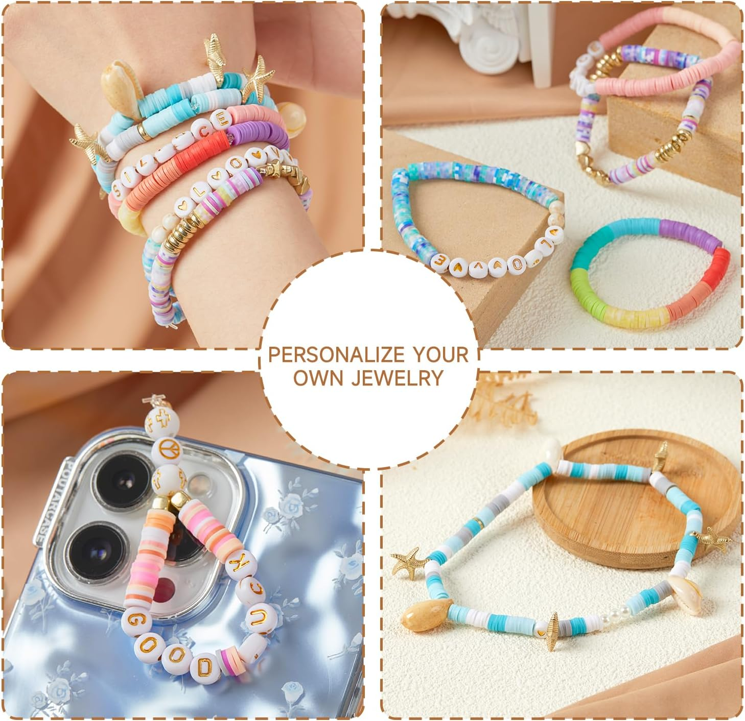 INSCRAFT 11000 Pcs Clay Beads for Bracelet Making Kit, 48 Colors Flat round Polymer Clay Beads, Friendship Bracelet Kit Heishi Beads for DIY Jewelry Making, Crafts for Girls Teen Ages 6-12 - 48 Colors image number 6