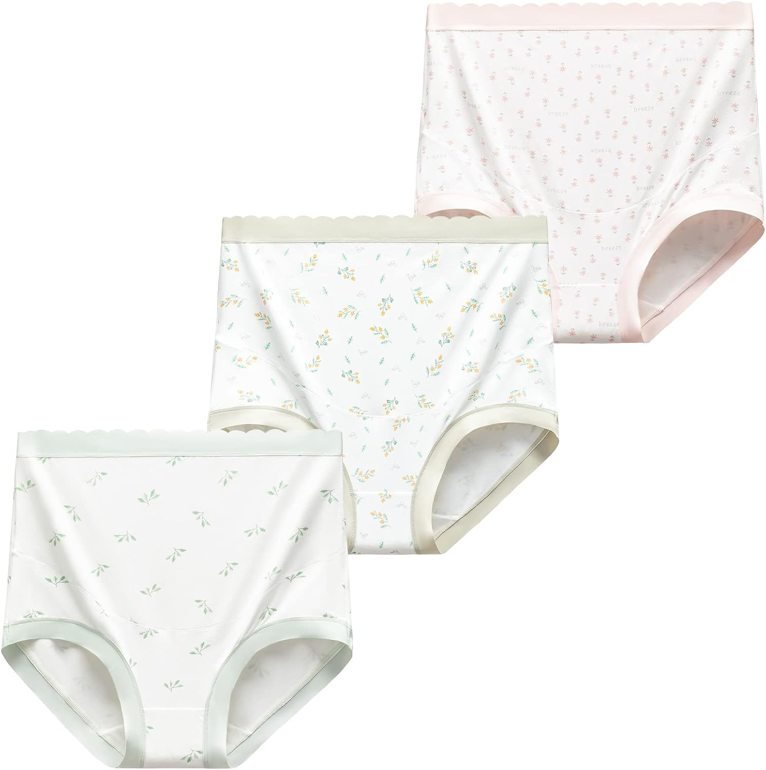 KEOYA Women'S over Bump High Waisted Maternity Underwear Cotton Stretch Pregnancy Panties Full Coverage Soft Briefs 3 Pack image number 2