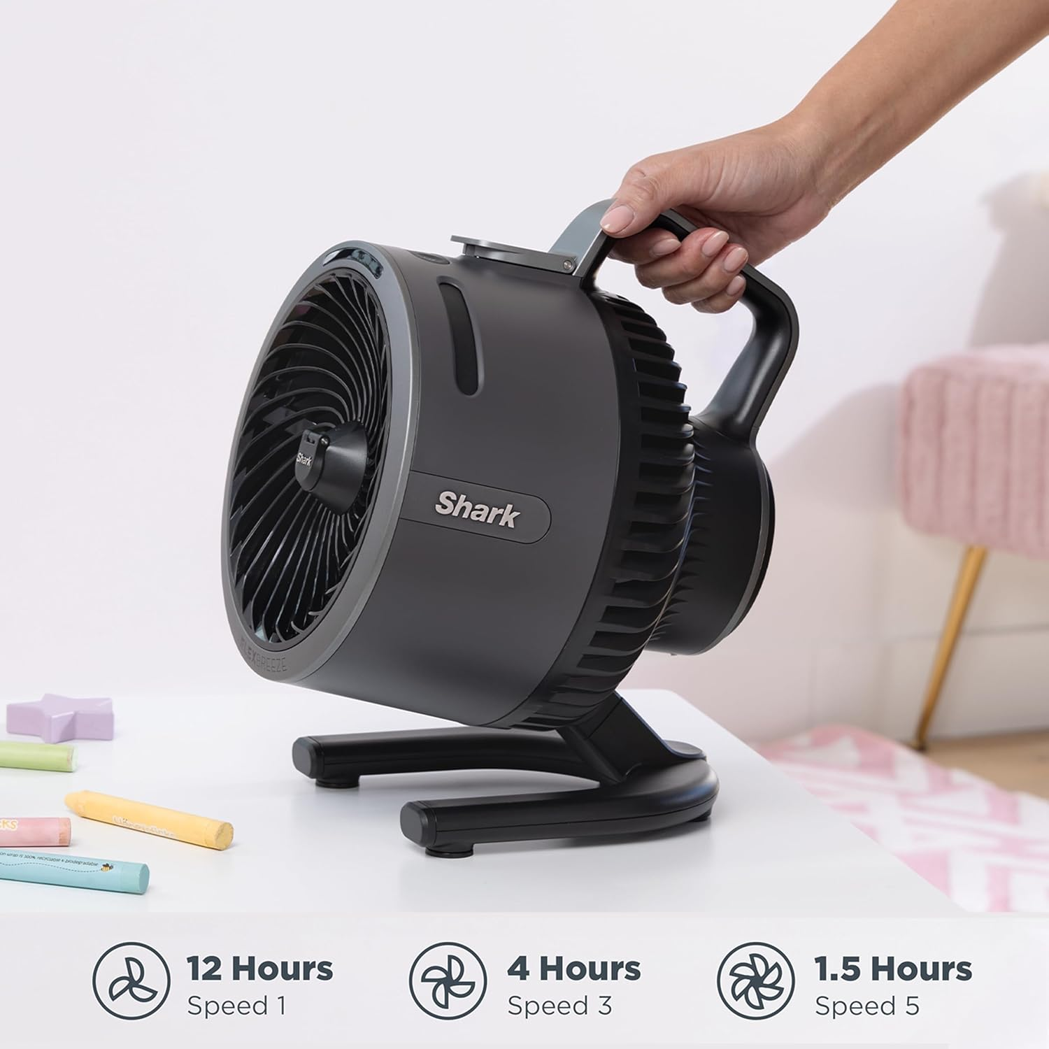 Shark Flexbreeze Hydrogo Misting Portable Fan, up to 20M Range, up to 12H Runtime, Light & Portable, Indoor & Outdoor Misting, FA052QANZ, Dark Grey image number 3