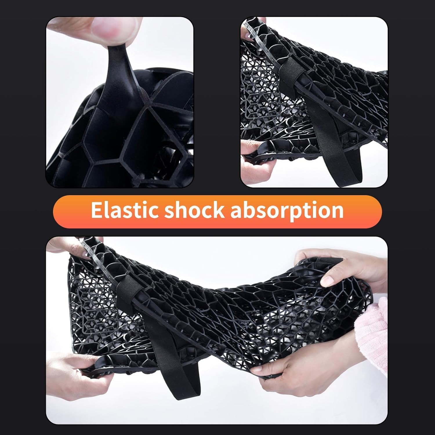 Motorcycle Gel Seat Cushion with Seat Cover, 3D Honeycomb Structure, Breathable Shock Absorption Motorcycle Seat Cover, Motorcycle Gel Seat Pad for Comfortable Long Rides