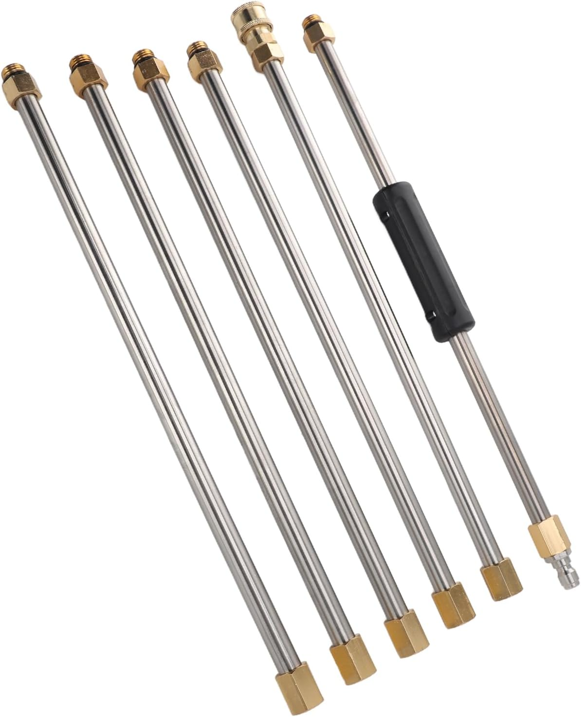 90 Inch Pressure Washer Extension Wand Rod, Power Washer Lance with 1/4 Inch Quick Connect, for Roof, 6Pcs with Stainless Steel and Brass Construction image number 1