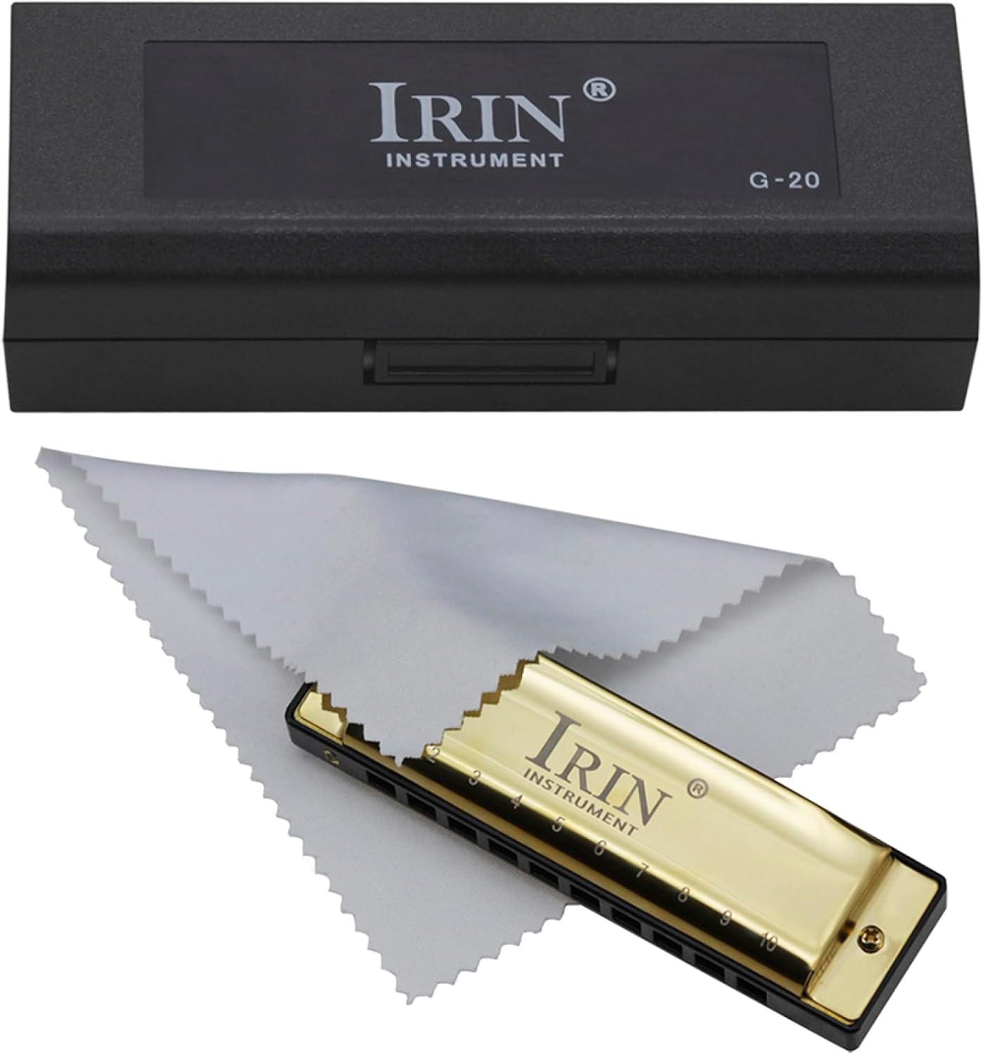 Labymos G-20 Mouthorgan 10 Holes 20 Tones Key of G Blues Harmonica with ABS Box for Beginners Music Lovers Gift Wind Instrument Gold image number 1