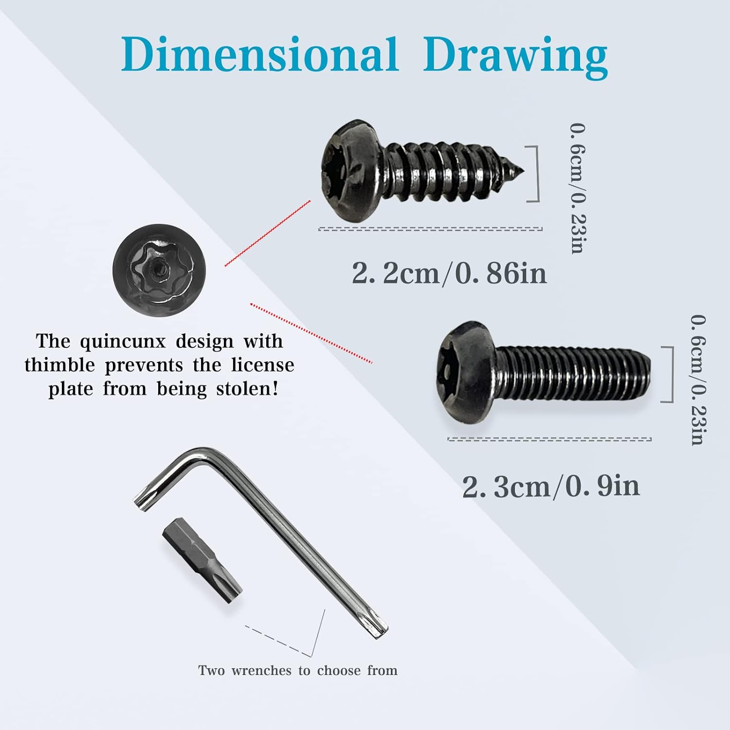 Black anti Theft License Plate Screws Kits, Rustproof Stainless Steel Car Tag Plate Mounting Hardware M6 (1/4") Tamper Proof, Matte Black Caps Covers Fastener Nut for Front Rear Frame Holder Mounting image number 1
