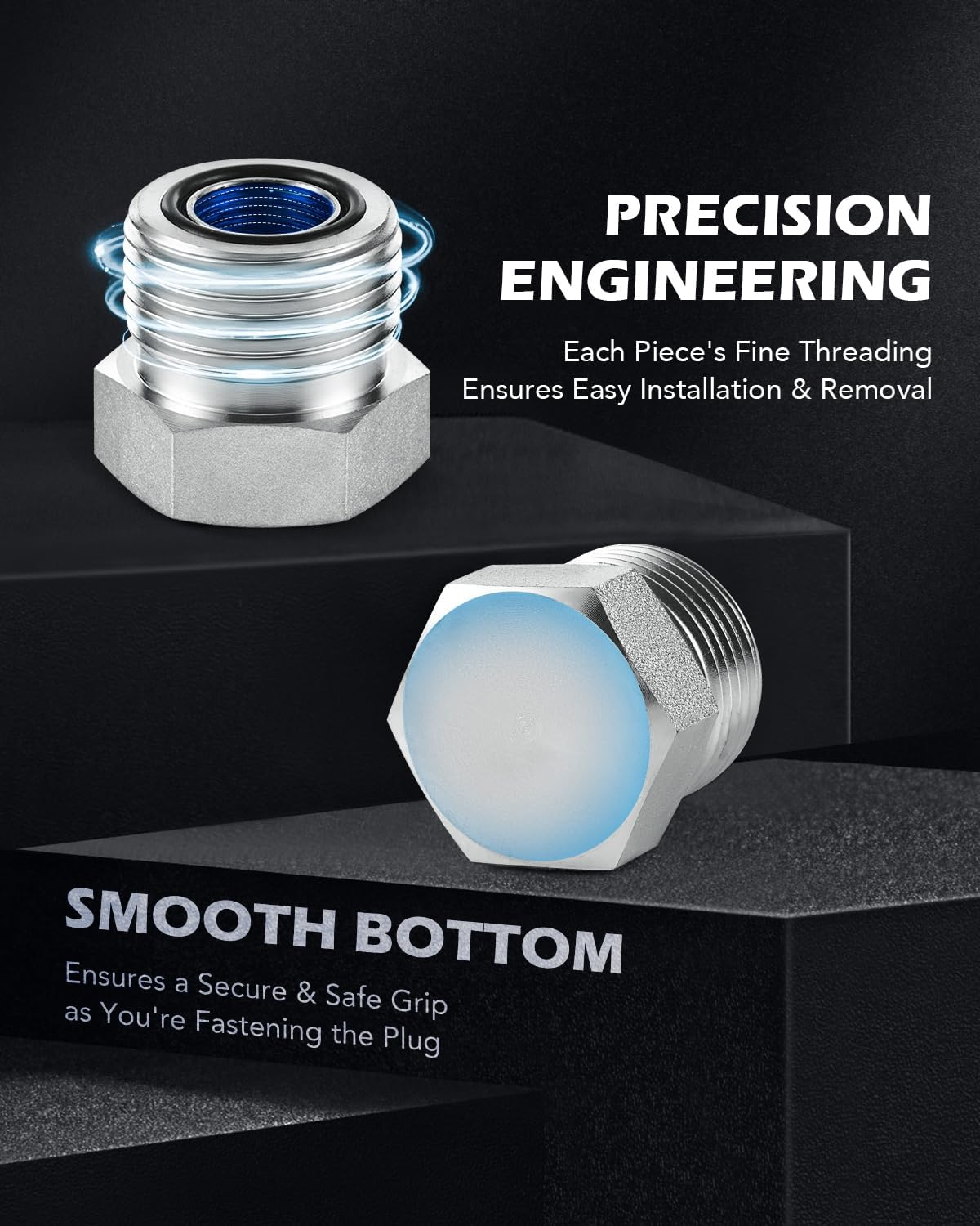 ZELCAN JIC and ORFS Industrial Hydraulic Cap and Plug Hose Tube and Pipe Fitting Kit Cap and Plug Kit with Galvanized 45# Steel and Precision Threading in ORFS and 37&deg; Dash Sizes 4 6 8 10 12 16 image number 3