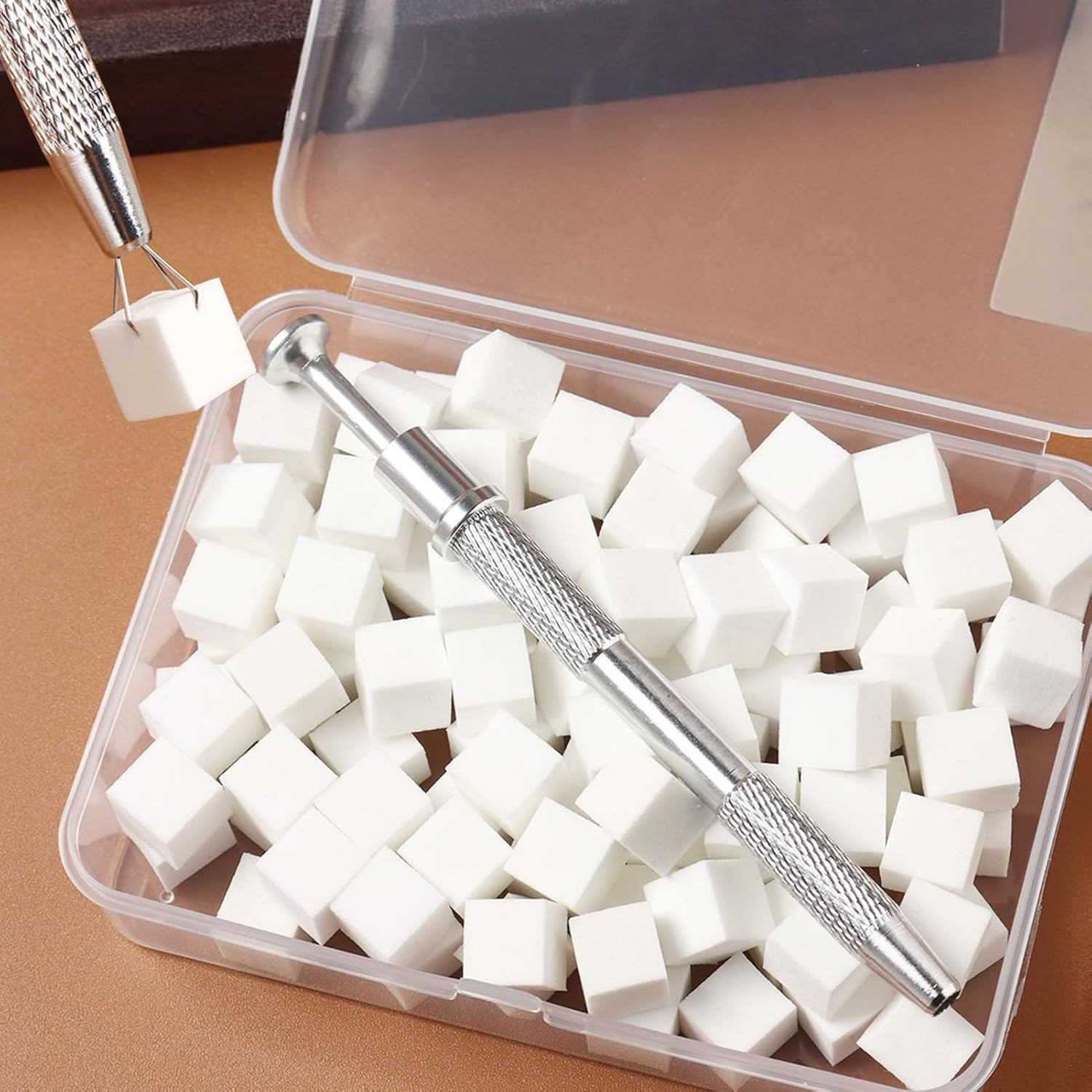 100PCS Nail Sponges for Ombres with Metal Grabber, Soft Nail Painting Sponge Brush Tools for Ombres Design image number 5