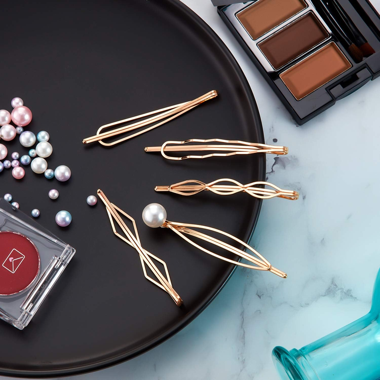 10 Pieces Geometric Metal Hair Clips and Barrettes for Women and Girls, Hair Styling Minimalist Wedding Dainty Accessories (Gold) image number 2