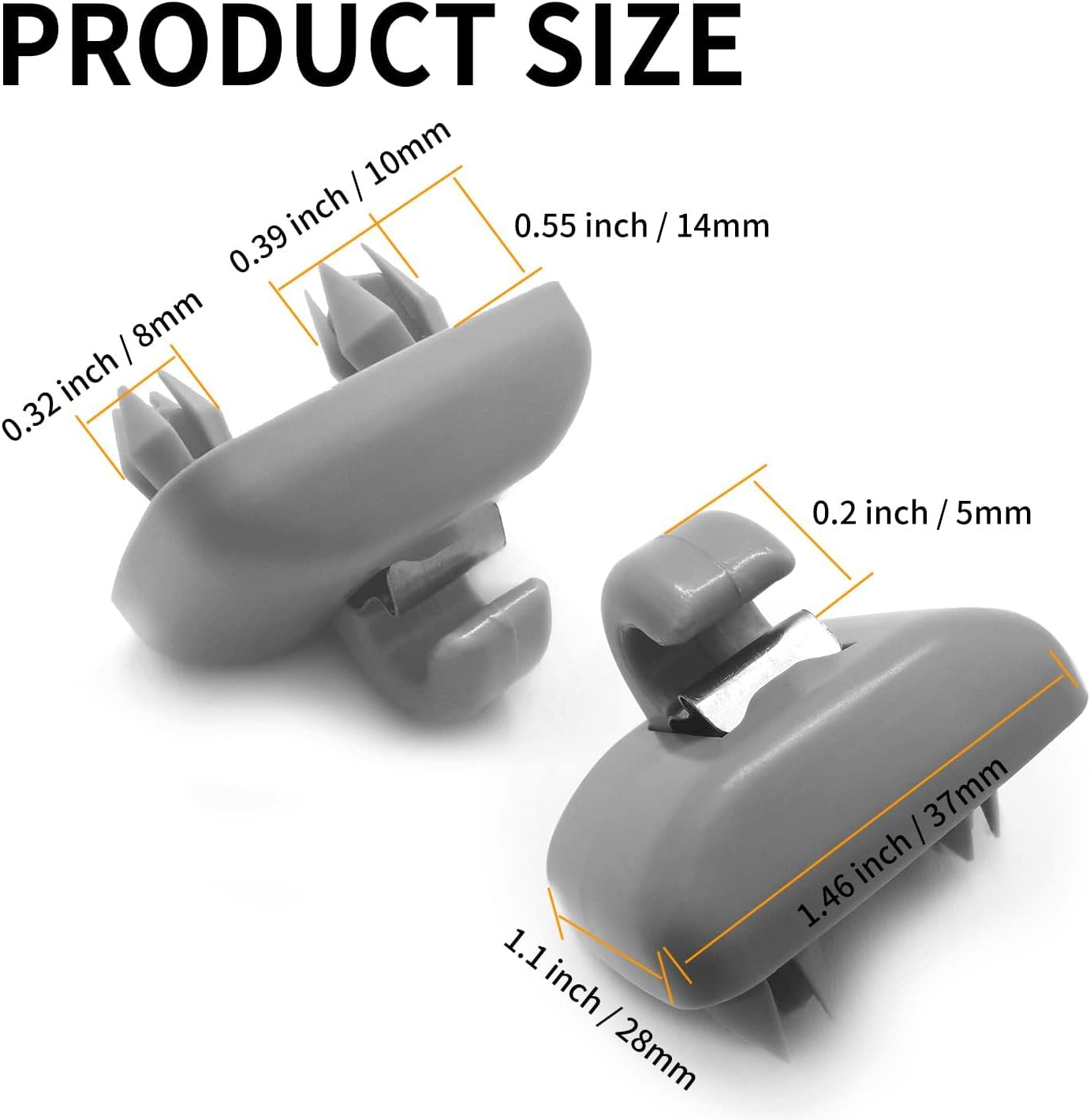 2PCS Inner Sun Visor Clips, Upgraded Car Visor Holder Hook - Compatible with Audi A1 A3 A4 A5 Q3 Q5 S3 S4 S5 TT, OEM: 8U0857562A (Gray) image number 2