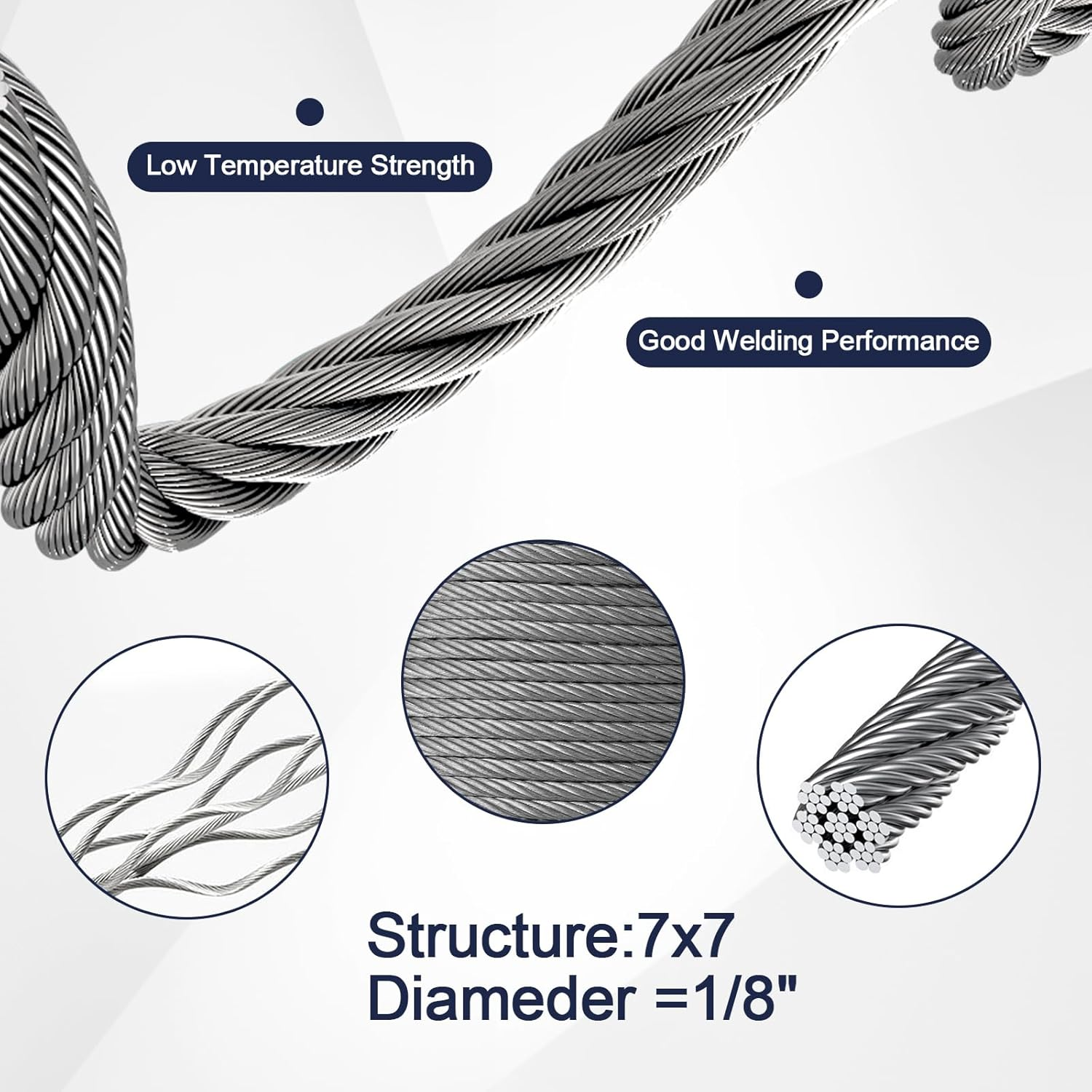 Wire Rope Kit Stainless Steel 304 Marine Grade Cable Railing Kit, Heavy Duty Aircraft Wire Rope & Picture Suspension Kits for Gardens Railing Decking, Boat Hardware (30M/98Ft)