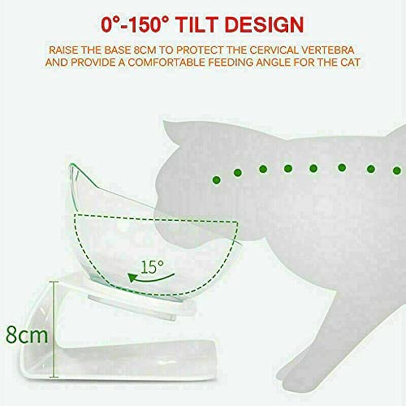 Double Elevated Cat Dog Pet Bowl Feeder Food Water Raised Lifted Stand Bowls Clear+ Black image number 3