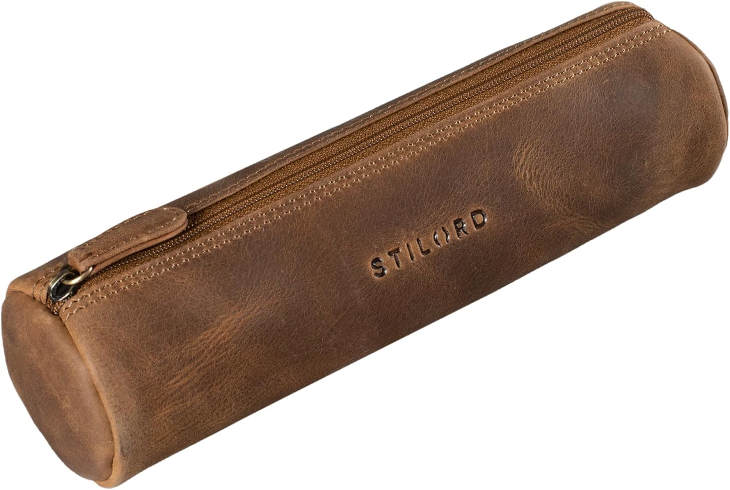 STILORD 'Miller' Pencil Case Leather round Vintage Pencil Case Roll Leather Case Vintage Pen Roll Pencil Case Pencil Case Real Leather