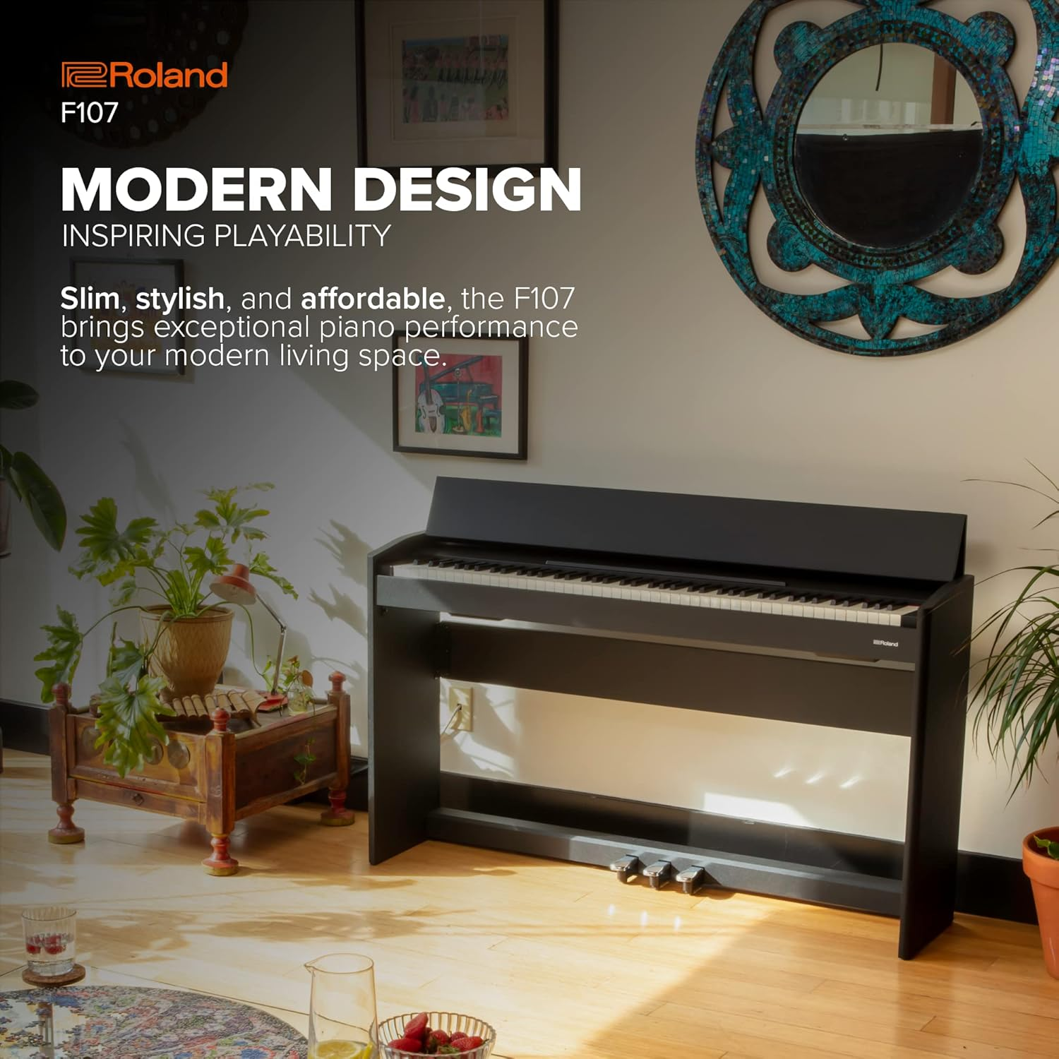 Roland F107 Digital Piano | Streamlined and Affordable Home Piano with Attractive Modern Design | Perfect for Beginners | Class-Leading Sound and Playability | Onboard Bluetooth&reg; & More image number 4