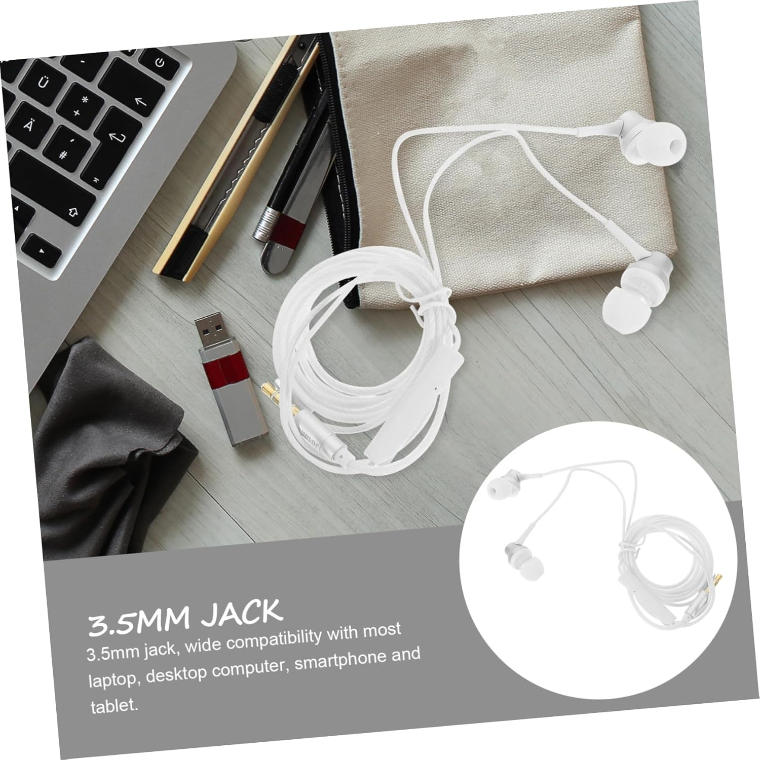 Mikinona -Ear Earphones with 3.5Mm Jack and Volume Control Wired Earbuds for Phone and Computer Use Random Color Suitable for Travel and Daily Listening image number 2