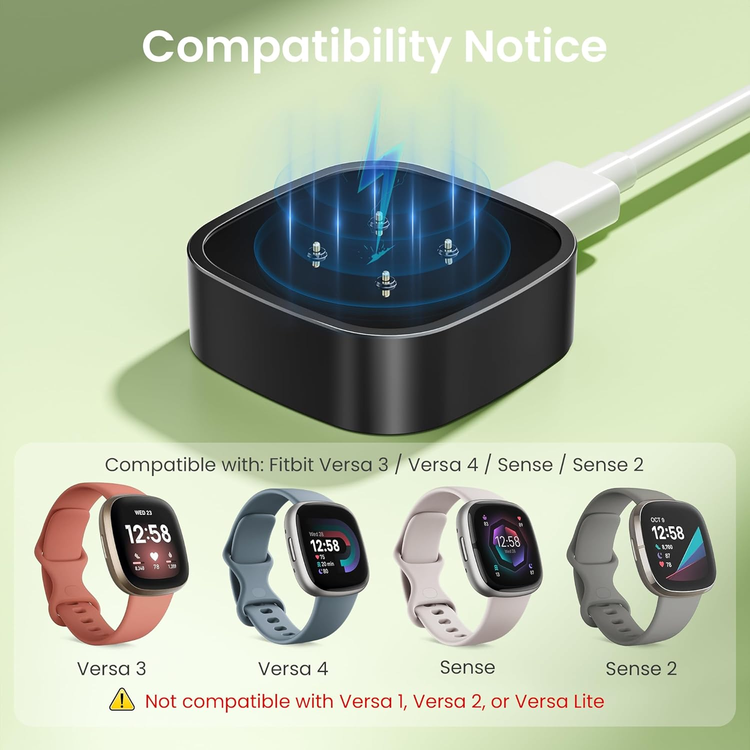 RUXELY Charger for Fitbit Versa 4/Versa 3/Sense 2/Sense,Magnetic USB C Charging Cable Dock,Replacement Type C Charging Cord Stand Portable Charger Adapter for Fitbit Sense 1/2,Versa 3/4 Smartwatch image number 6