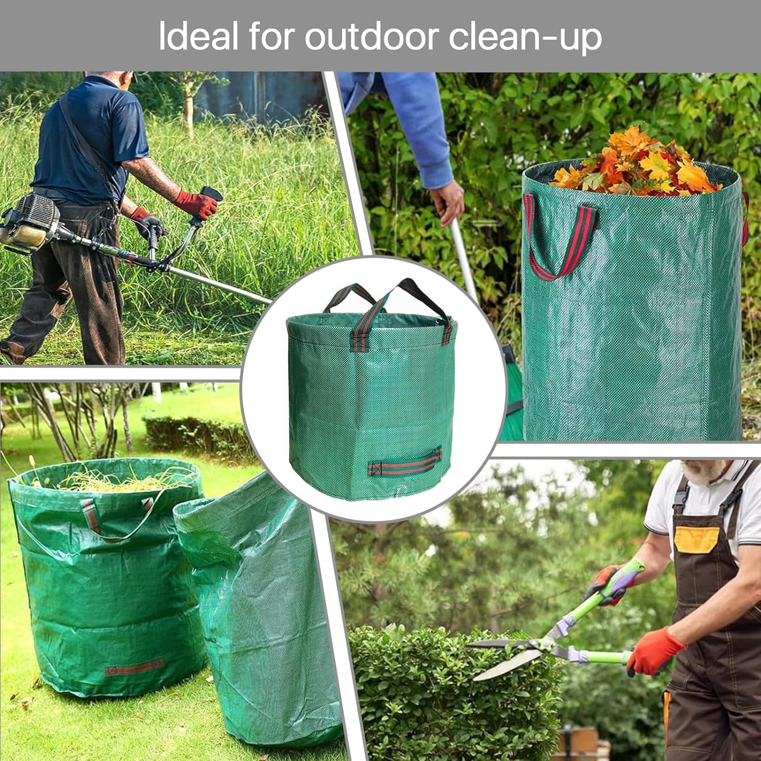 GYB 2Pcs 500L Garden Waste Bags, Reusable Garden Sacks with Handles, Heavy Duty Yard Waste Bags, Plant Waste Grass and Leaves Storage Bags image number 5