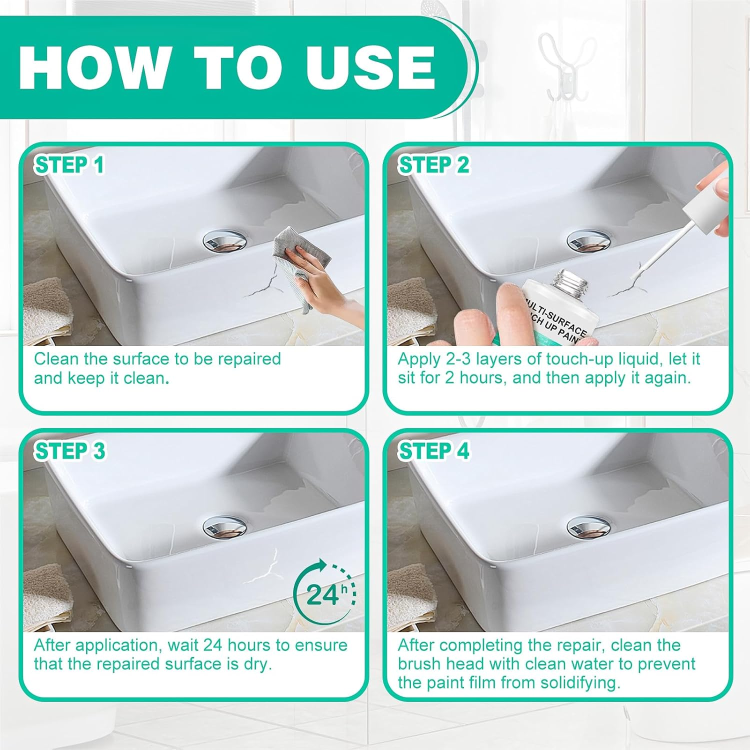 Bath Paint, Furniture Paint, Bath Paint White, White Colour Wall Repair, Suitable for Wall Filler, Ceramic Sink, Bathroom Tile Painting, Enamel Repair image number 2