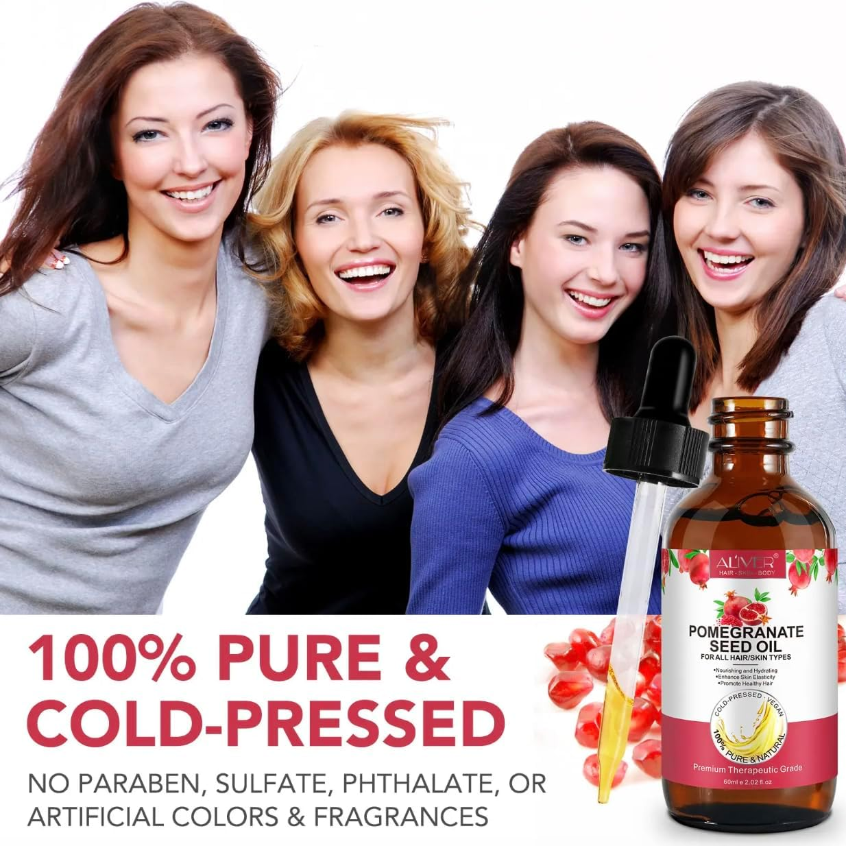 Pomegranate Seed Oil &ndash; Cold Pressed & Natural | Plant-Based Skincare & Scalp Moisturizer | Lightweight Botanical Oil for Hair & Skin &ndash; 60Ml image number 5