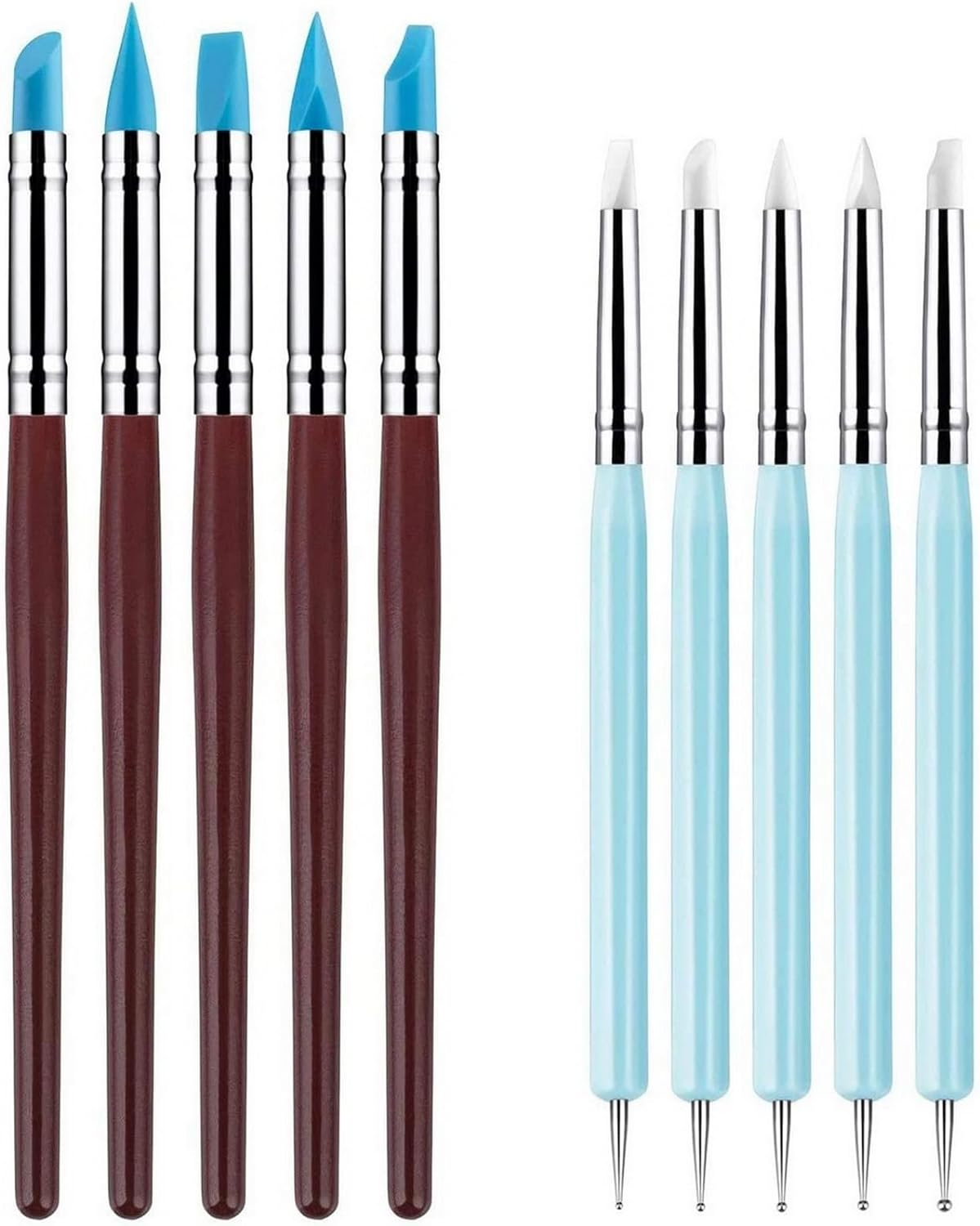 VANANA 10 PCS Silicone Polymer Clay Sculpting Tool Pen Rubber Tip Color Shaping Wipe Out Carving Pen Brush Modeling Dotting Tool Pottery Craft image number 6