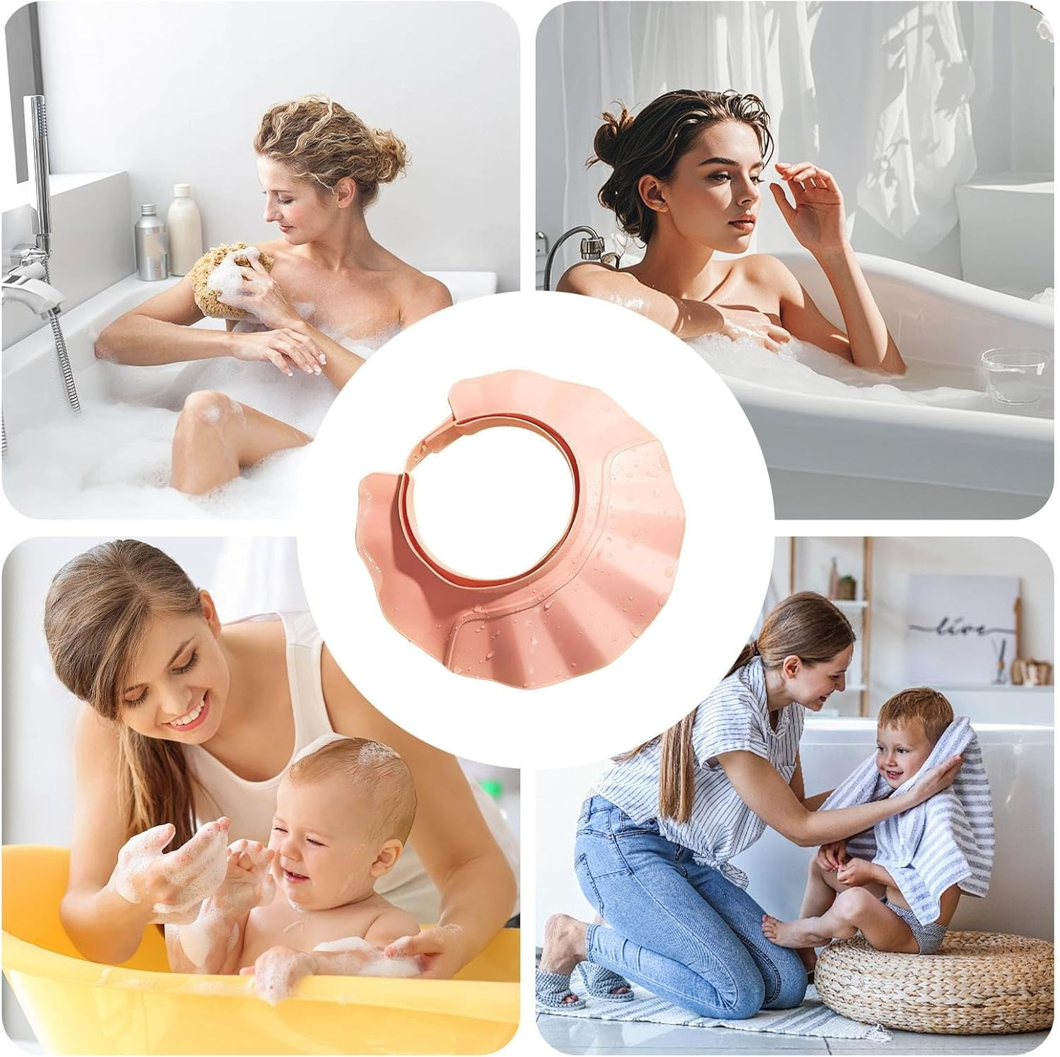 Evnbhgyu Baby Shower Cap Shield - Soft Head Eye Ear Protection Shampoo Shower Hat,Baby Bath Head Shield | for Toddler Children Boys Girls Teens Elderly Pregnant Disabled - Pink image number 3