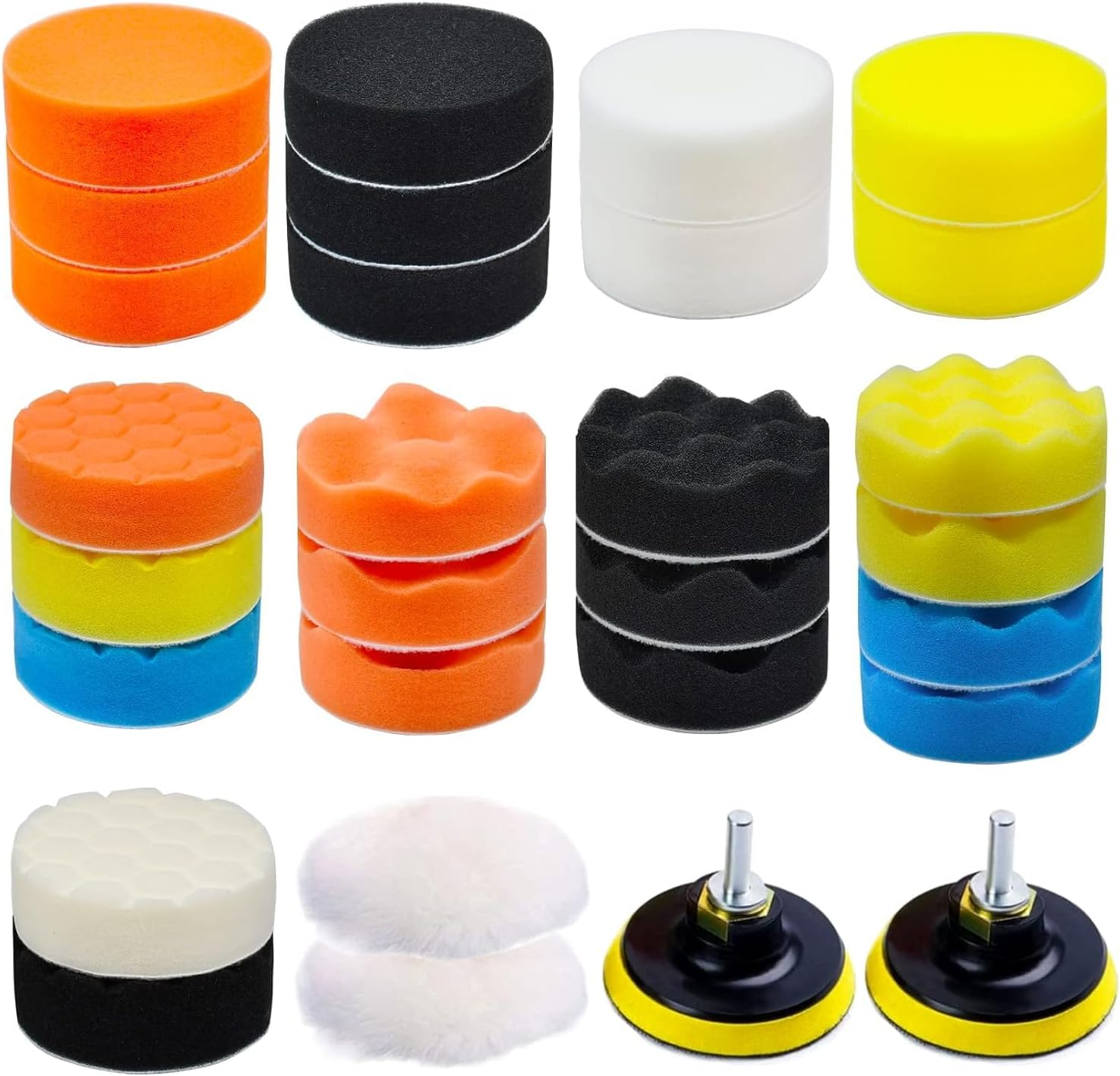 31 Pieces Polishing Pad Kit, 3 Inch Car Foam Buffing Pads Sponge Buffing Pads for Car Sanding, Buffing, Waxing, Sealing Glaze image number 3