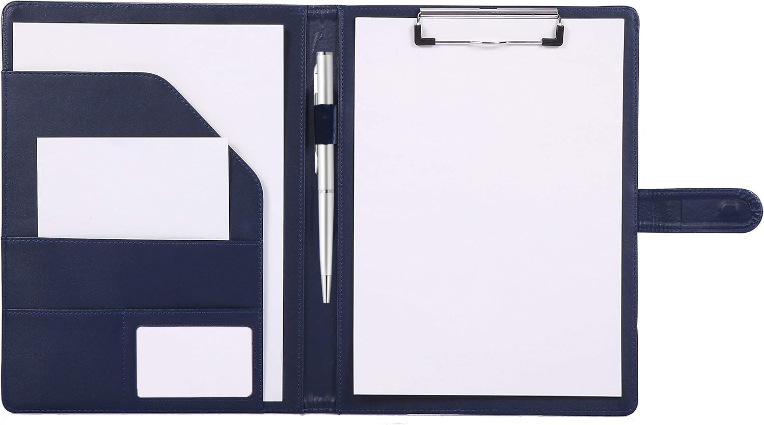 Padfolio Clipboard Folder，A4 Faux Leather Portfolio with Pen Holder & Organizer Pockets for Business, School and Meeting (Black)