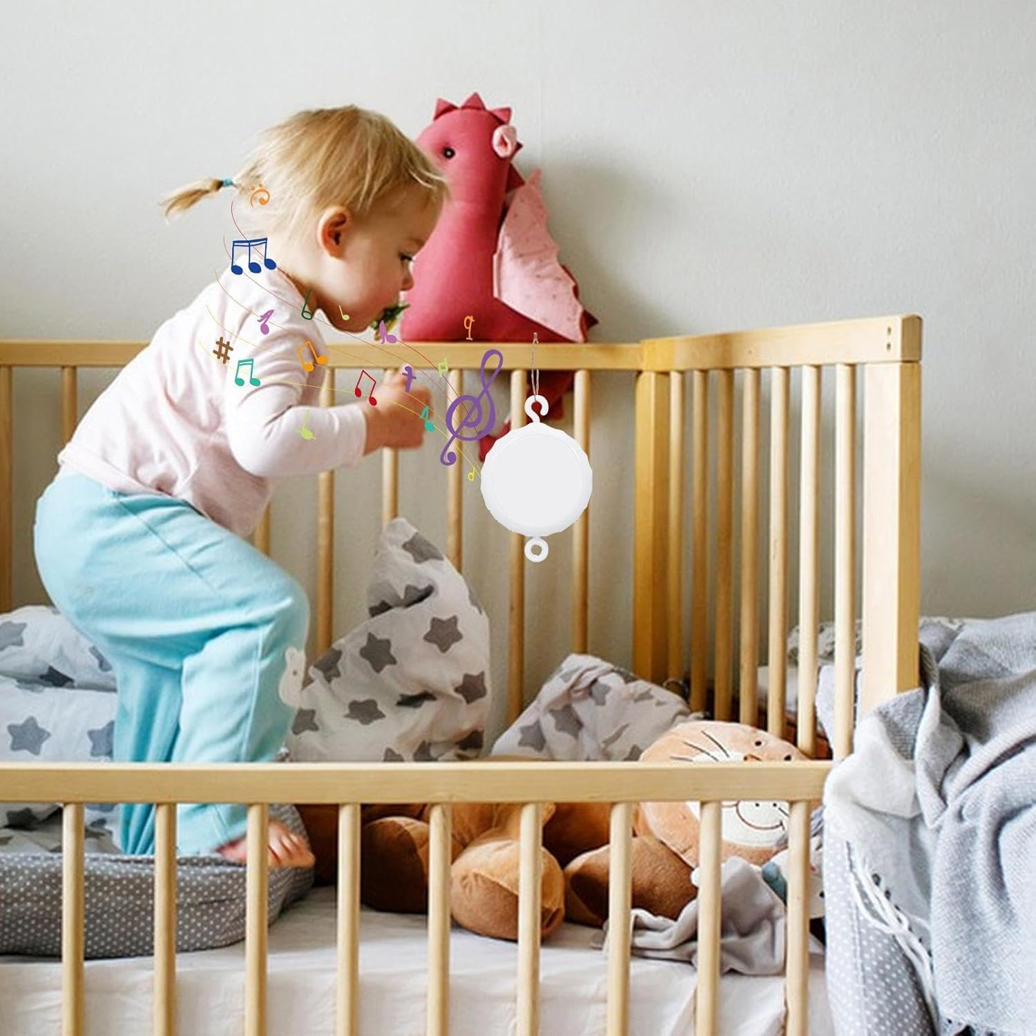 Kid Crib Mobile Music Box | 3 Modes Auto Kid Music Box | Volume Control Kid Music Box Spinner, 24 Piano Lullabies Portable Kid Sound Machine for Girls, Home, Nurser image number 5