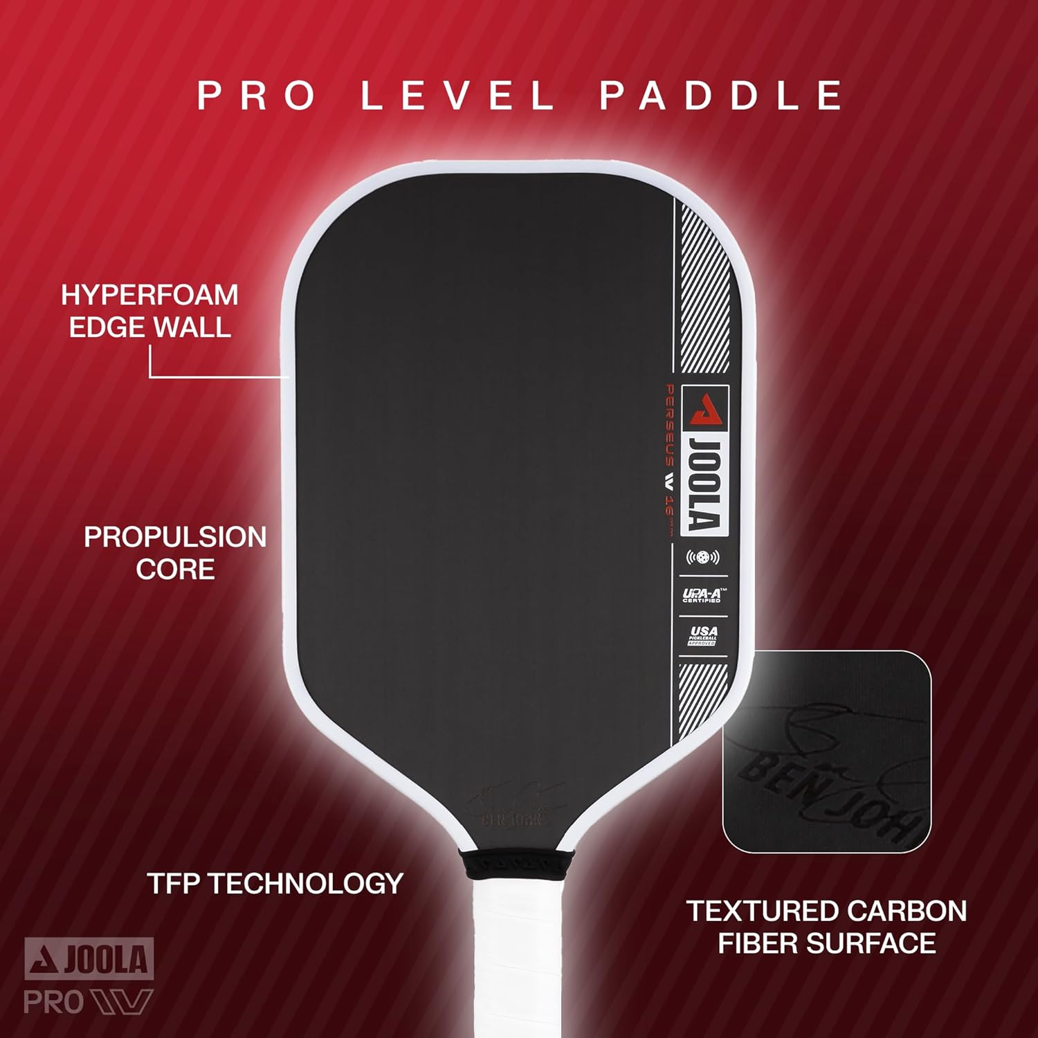 JOOLA Pro IV Pickleball Paddle - Tech Flex Power - Elongated Shape for Power & Spin - Propulsion Core Increases Speed & Touch - Select Perseus Agassi GRAF Shapes - UPA-A and USAP Approved - NFC Chip