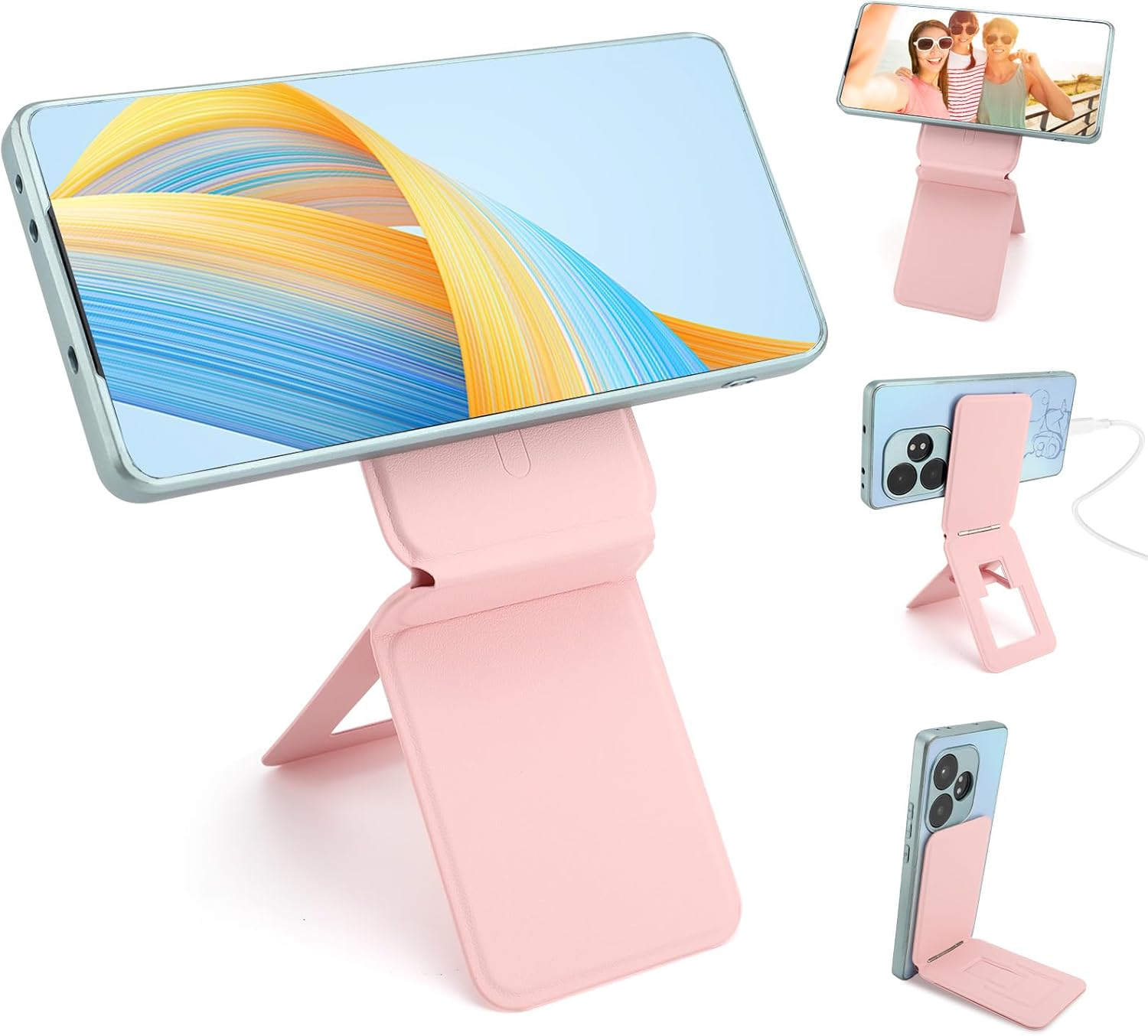 Phone Stand, Foldable Magnetic Phone Tripod, Angle Adjustment & Strong Magnets PU Leather Phone Stand, Compatible with All Smart Phone 16/15/14/13/12 (Purple)