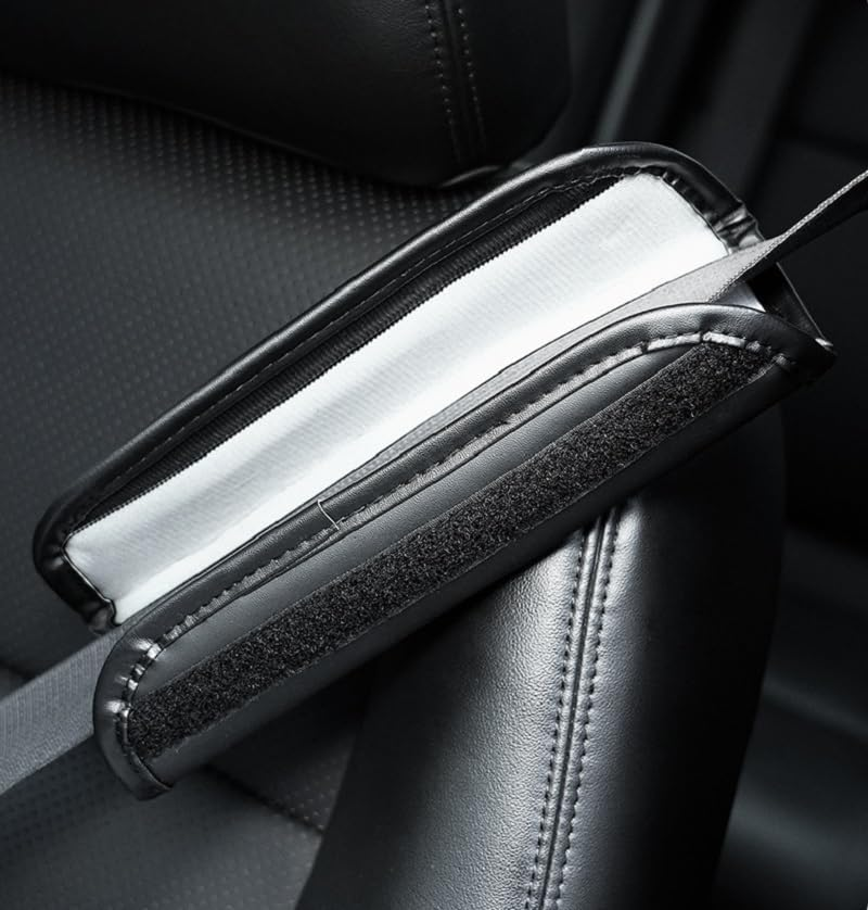 2Pcs Seat Belt Pads Leather Seat Belt Covers, Seat Belt Shoulder Pad to Protect the Shoulder and Neck, Universal Car Seat Belt Pad Cover, Apply to Automotive/Truck/Backpack Strap (Black, 6 * 23Cm) image number 4