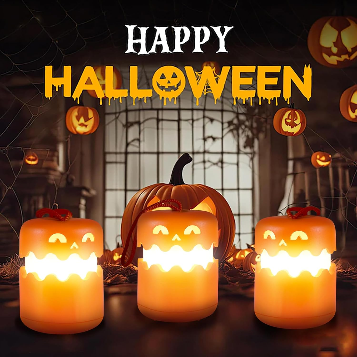 Halloween Pumpkin Lights,Led Pumpkin Lamp | Halloween Lantern LED Foldable Light up for Party Decoration image number 2