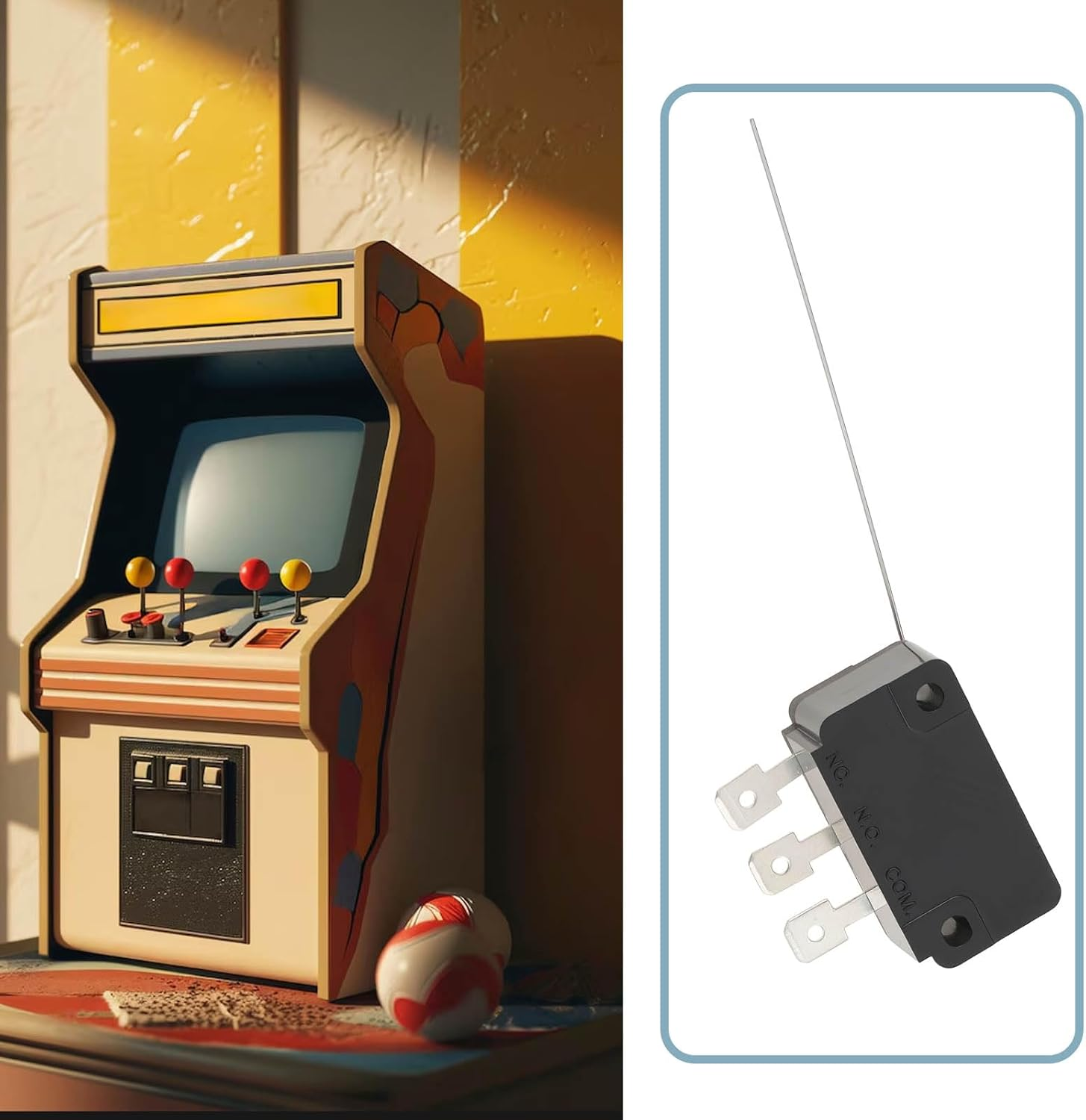 Emagtech 5 Pcs 3 Pin Long Hinge Micro Switch 4.8Mm Fit for Arcade Game Machines That Require Coin Insertion image number 2