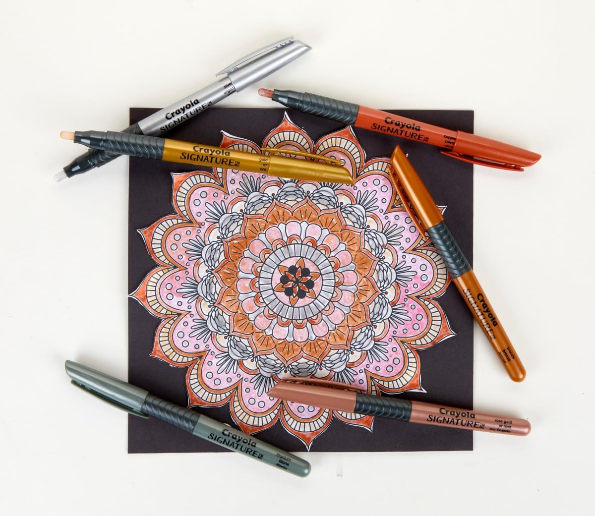 CRAYOLA Marker Signature 6Ct Liquid Metal Markers, Permanent Art Makers, Metallic Shine, 6 Shimmering Colours, Perfect for Hand Lettering Crafts., Metallic (58 6702)