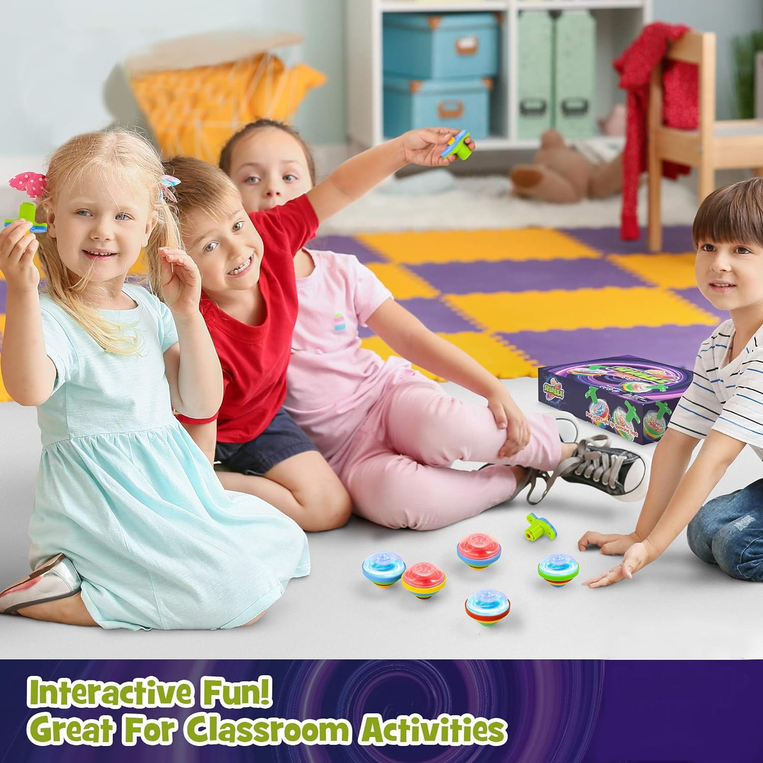 12-Pack Light up Toys-Spinning Top for Kids,Ufo Spinners Tops Party Favors for Kids,Light up Spinning Toy,Birthday Party Favors For,Goodie Bag Fillers image number 3