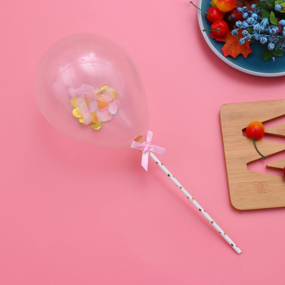 10Pcs Balloon Food Toppers Cake Toppers Happy Birthday Cake Decoration Birthday Decoration Balloon Cake Topper Chirstmas Decor Glitter Fruit Picks Balloons Insert Card Wedding Pink image number 4