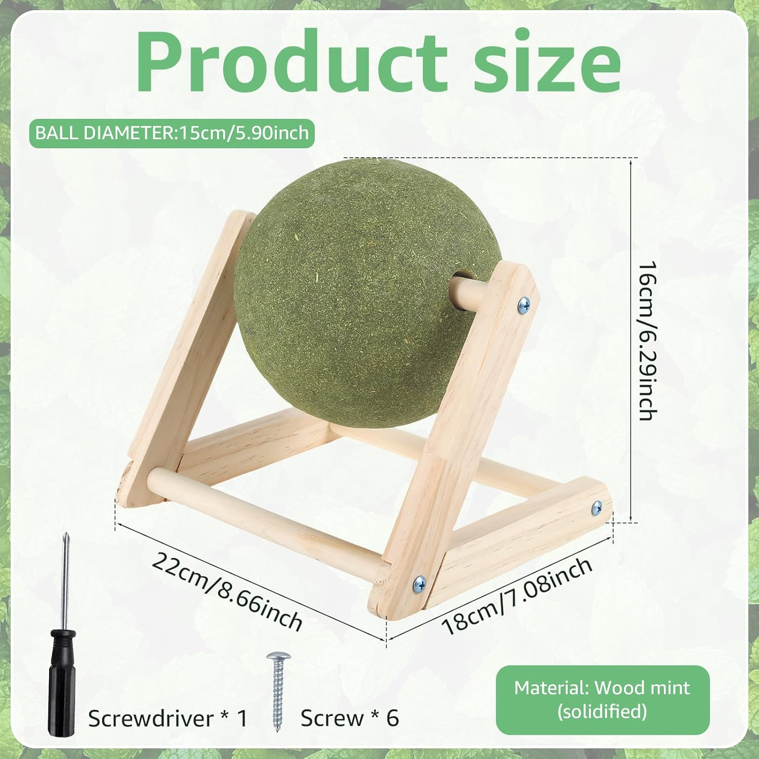 Cat Toy Ball,Catnip Ball with Stand,Giant Catnip Ball,Cat Toys with Catnip,Mint Ball Cat Toy,Cat Mint Ball,Cat Catnip Ball,Interactive Catnip Toy for Cat Playing and Training (L) image number 5