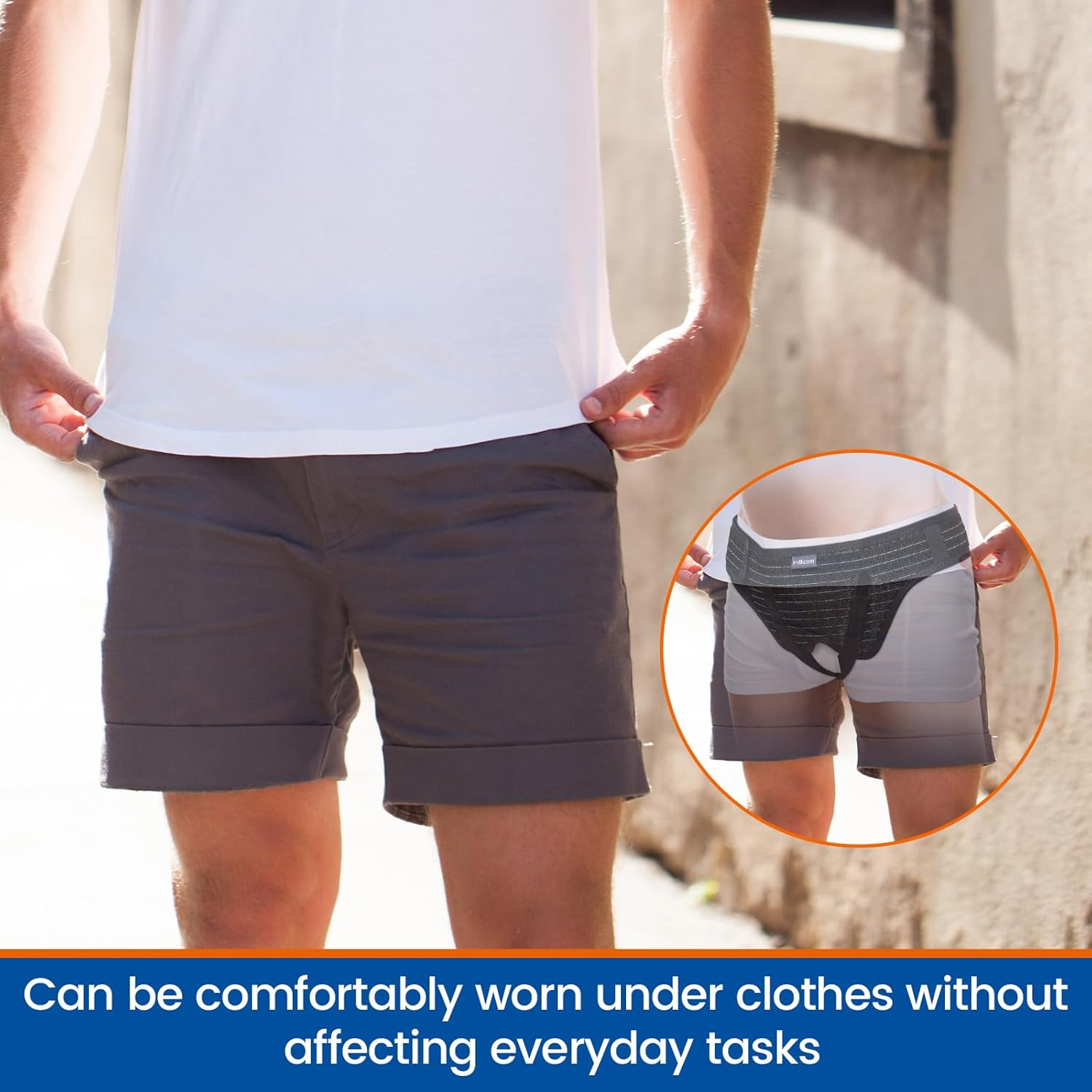 Willcom Hernia Belt for Men, Hernia Support Truss for Double Inguinal, Pain Relief Recovery, Adjustable Waist Strap with 2 Removable Medical Compression Pads(Medium)